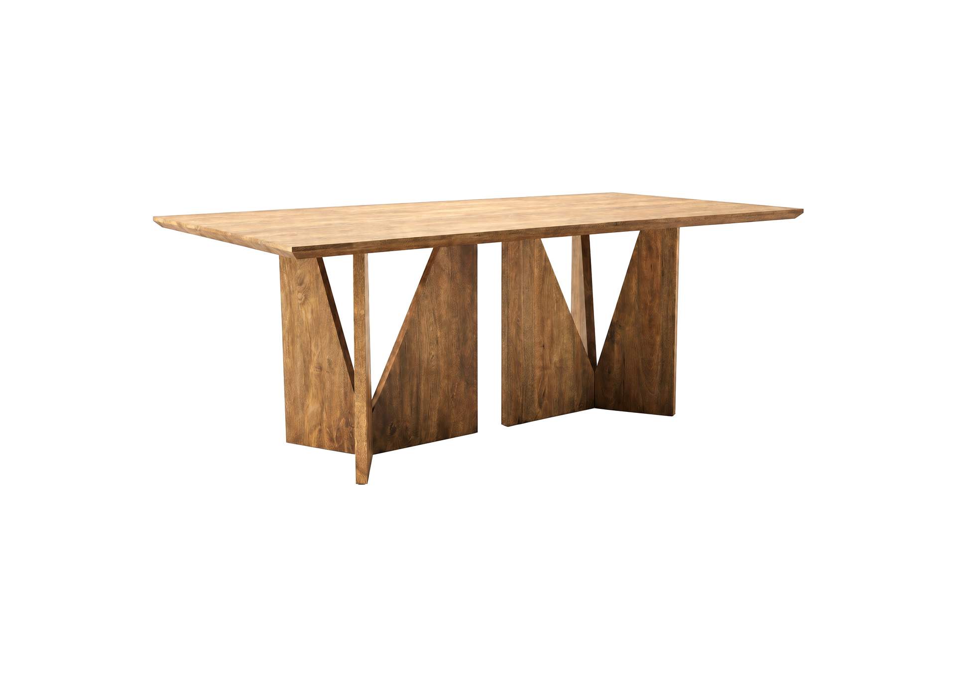Sosa Solid Mango Wood Dining Table with Angular Base Light Brown image 1