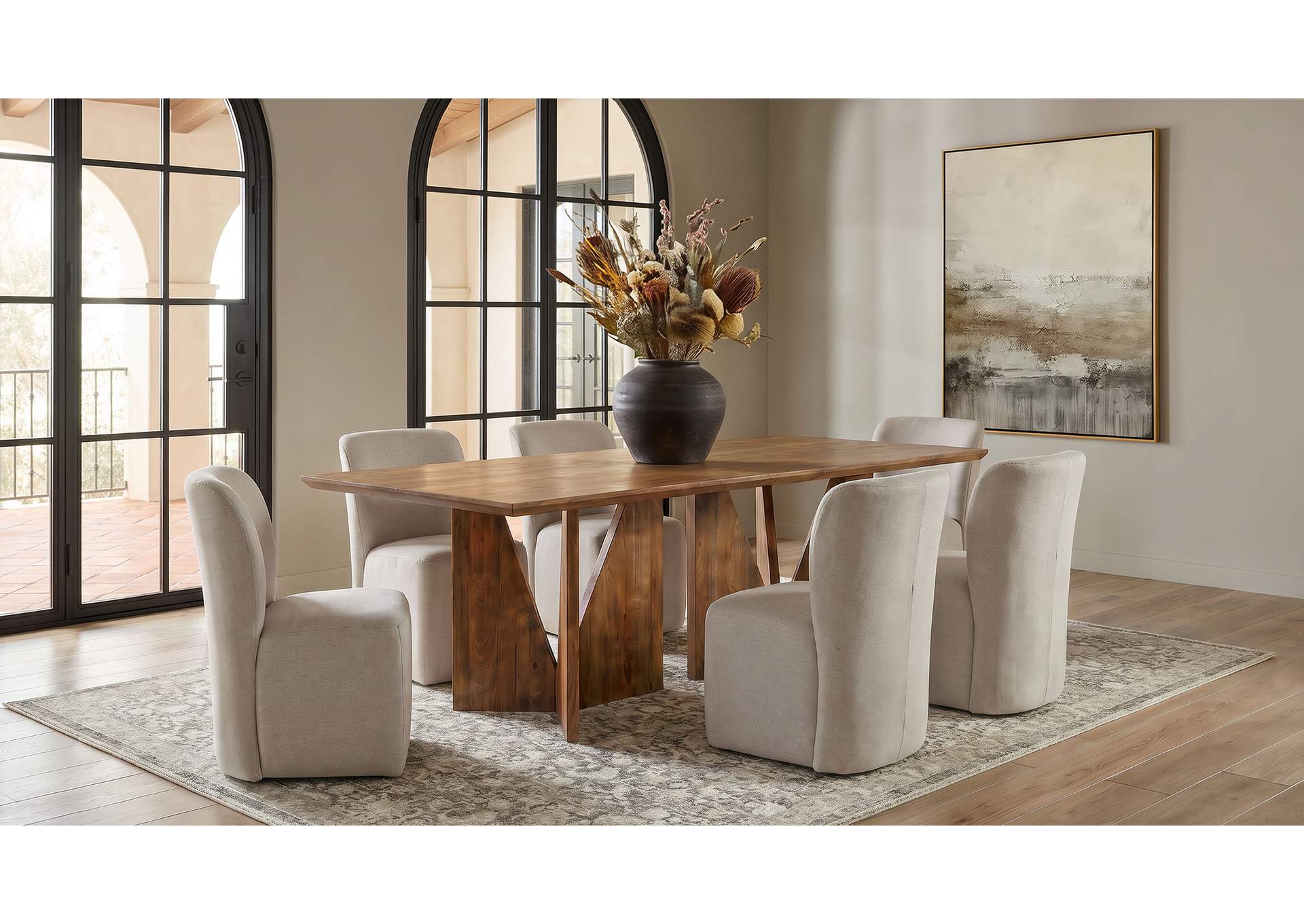 Sosa Solid Mango Wood Dining Table with Angular Base Light Brown image 8