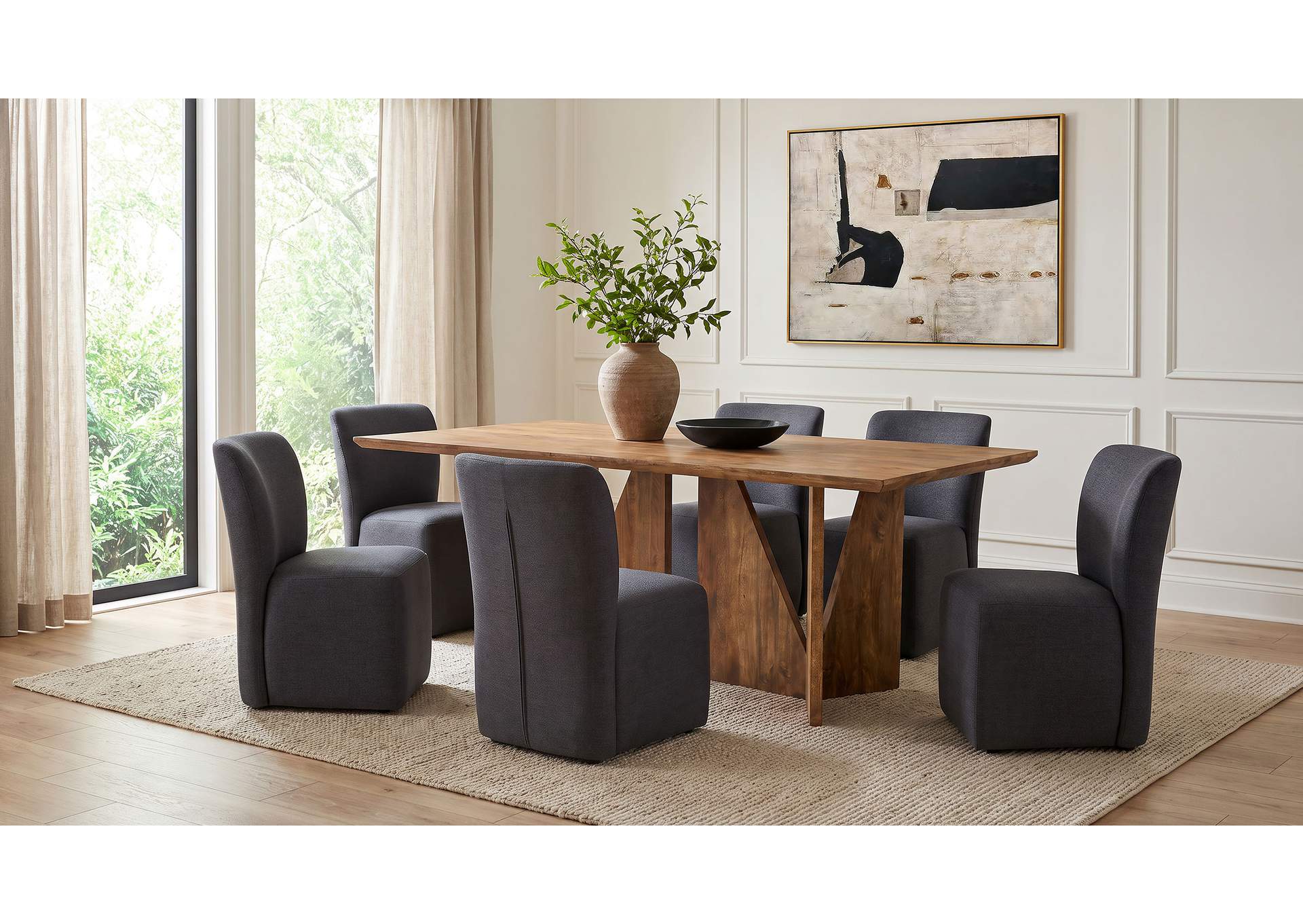 Sosa Solid Mango Wood Dining Table with Angular Base Light Brown image 9