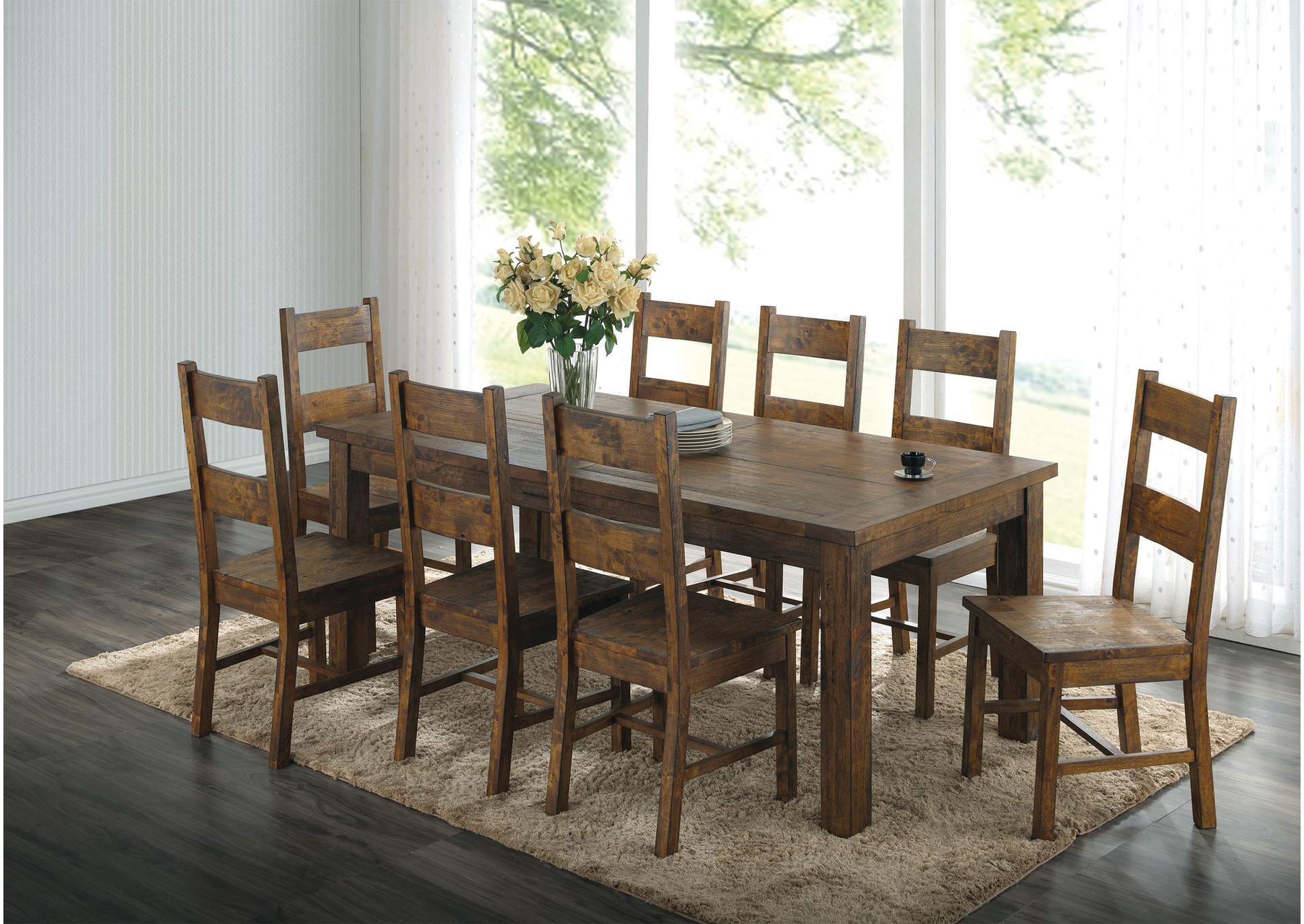 Coleman Rectangular 79-inch Dining Table Rustic Golden Brown image 8