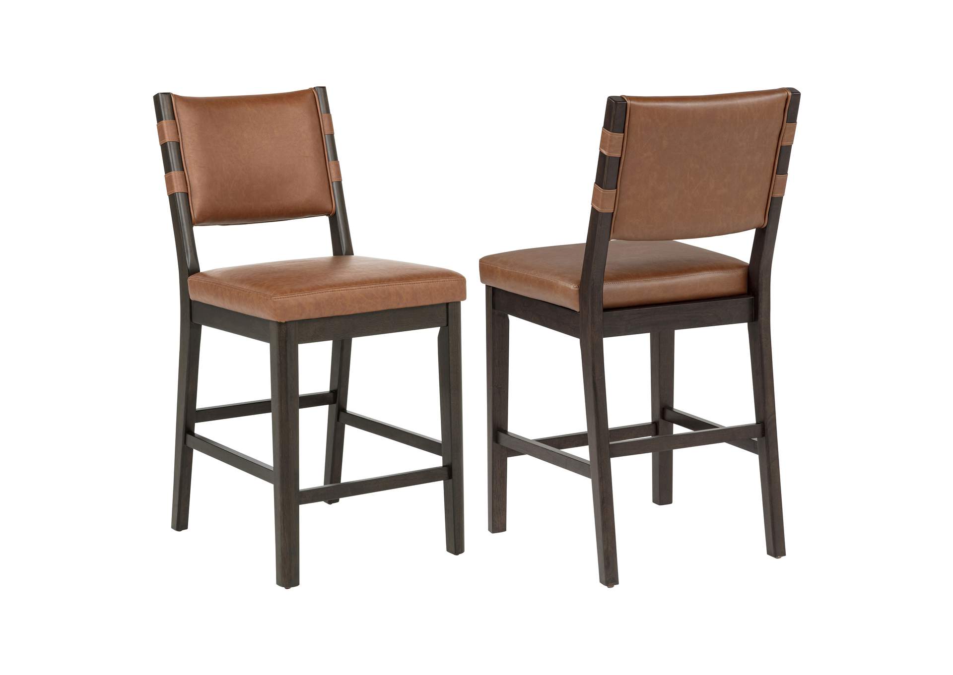Tegan Faux Leather Upholstered Counter Height Chair Cognac (Set of 2) image 4
