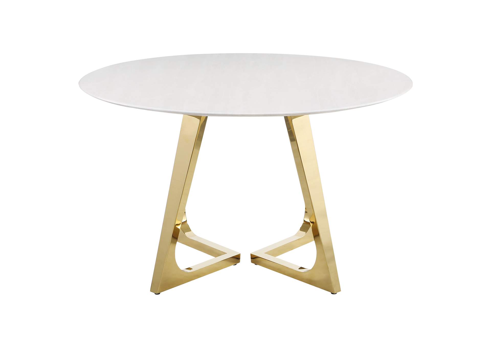 Gwynn Round 51-inch Marble Stainless Steel Dining Table Gold