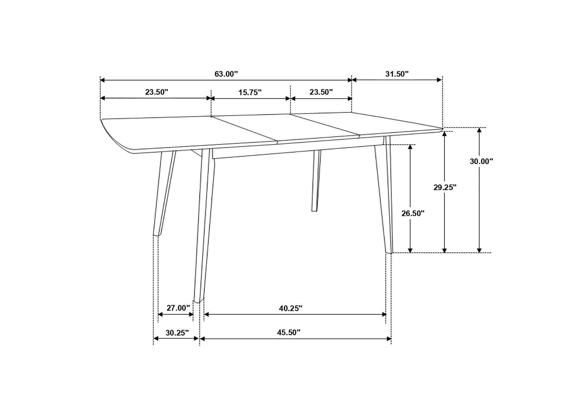 Alfredo 63-inch Extension Leaf Dining Table Natural Walnut