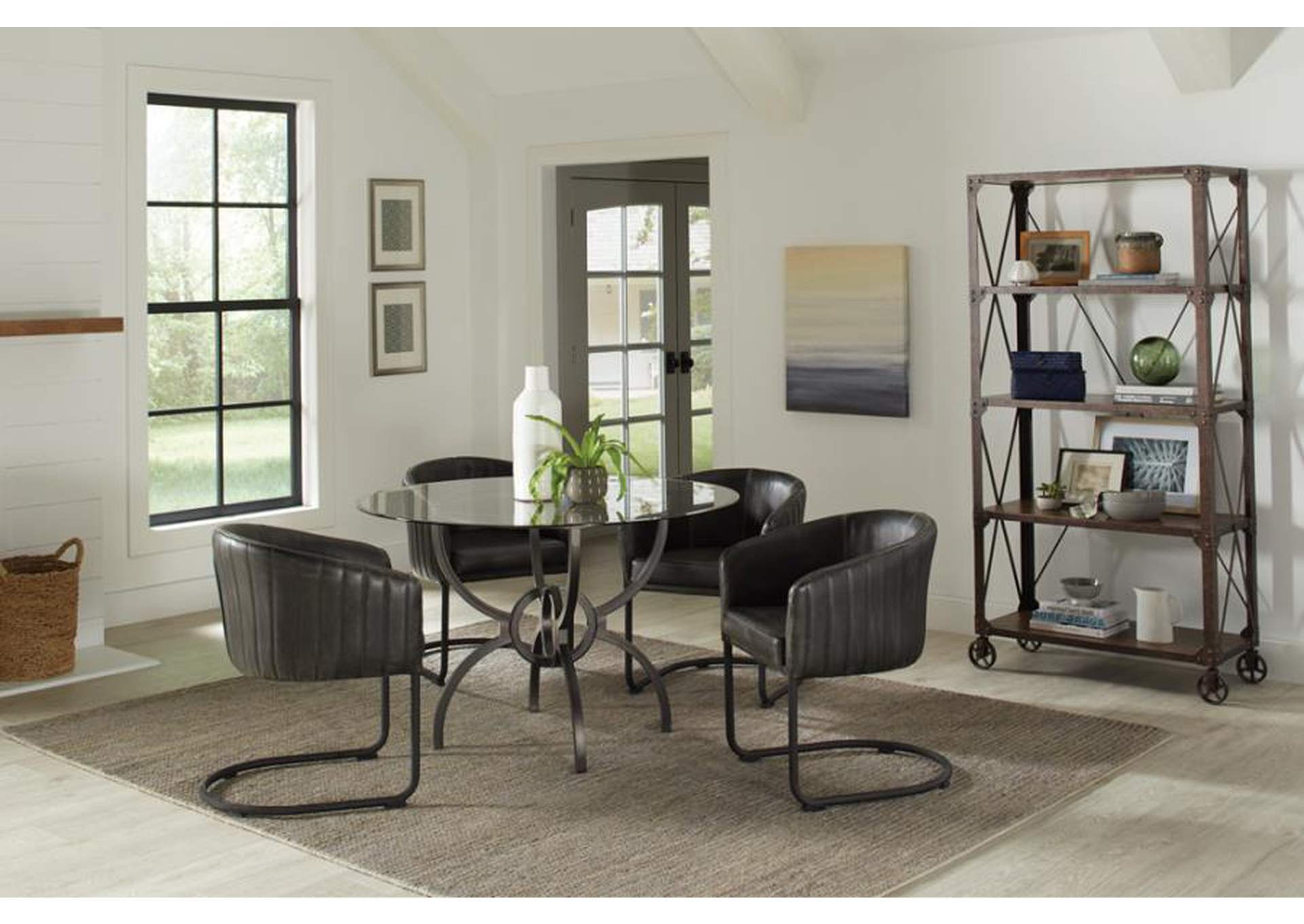 Aviano 5-piece Dining Set Gunmetal and Matte Black image 3