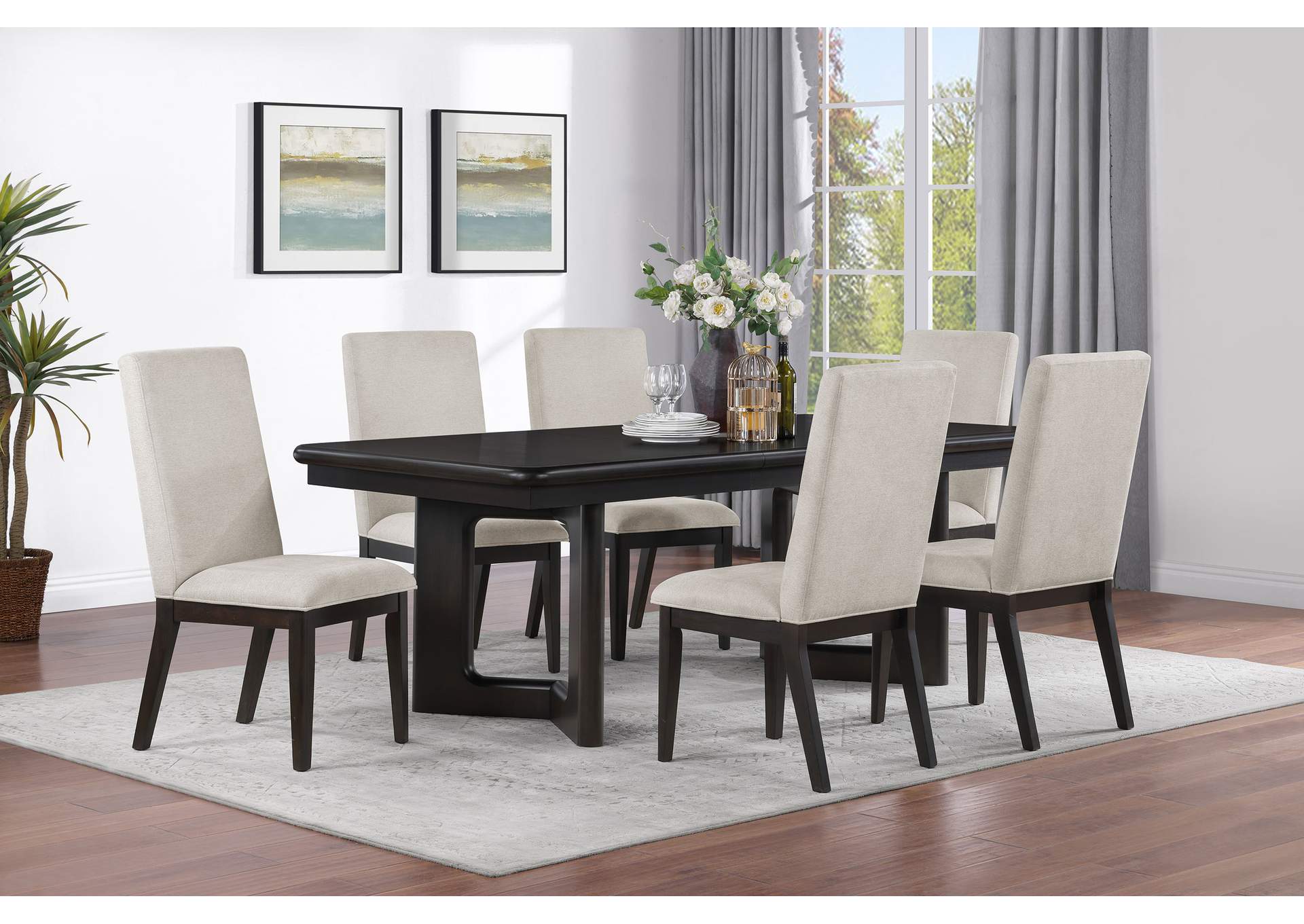 Hathaway Upholstered Dining Side Chair Cream (Set of 2)