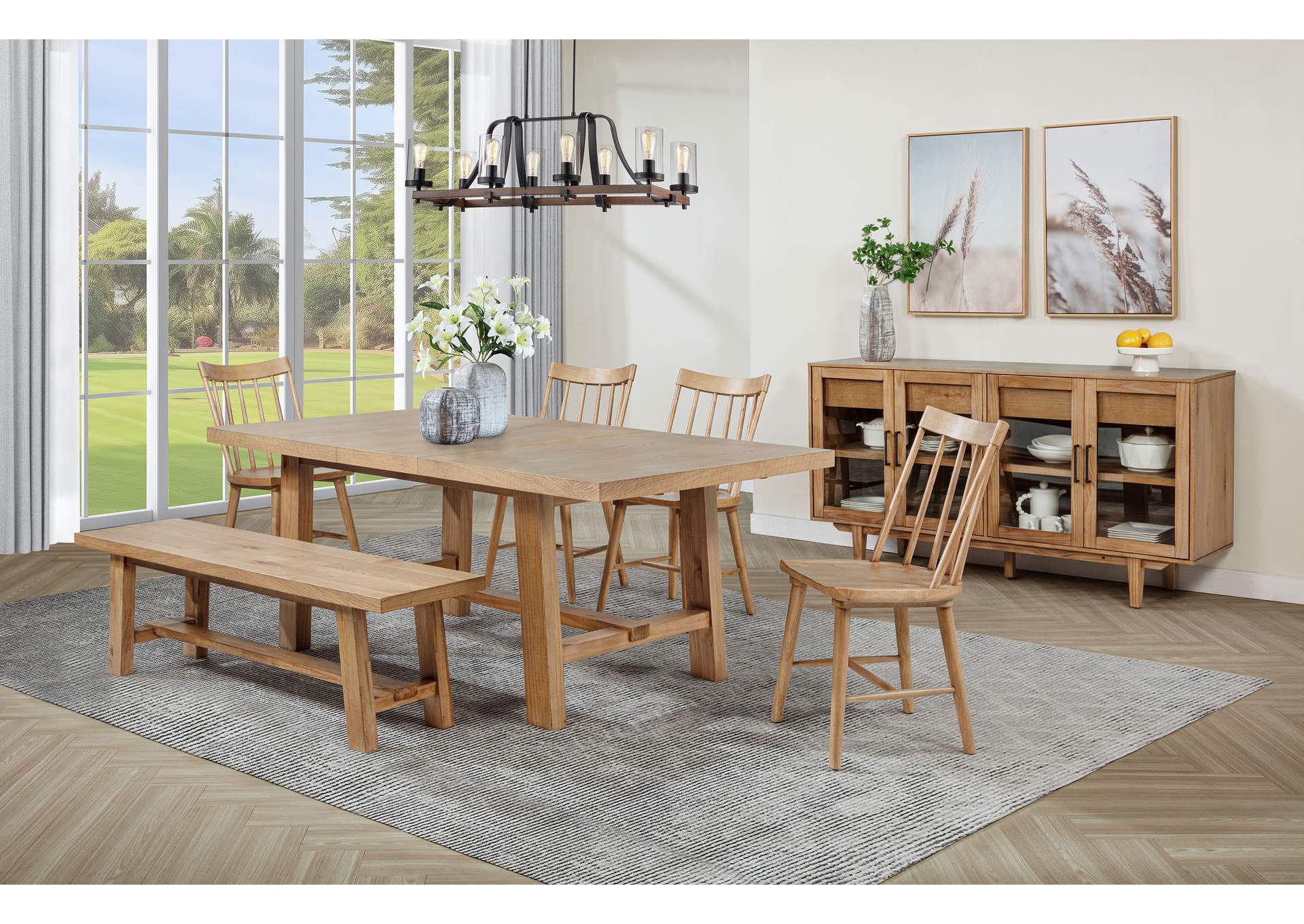 Middleton 4-door Sideboard Server with Dual Drawers Natural