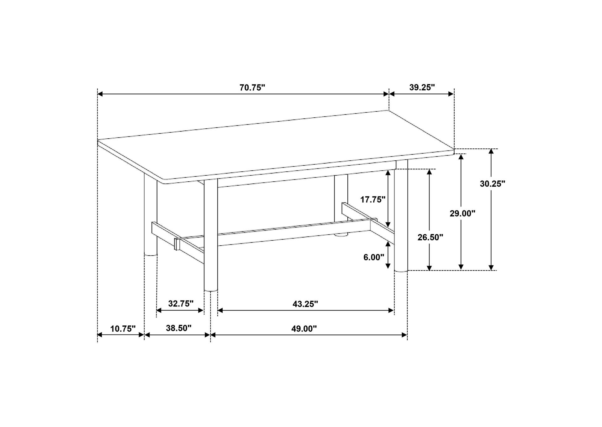 Crestmore 71-inch Rectangular Wood Dining Table Walnut