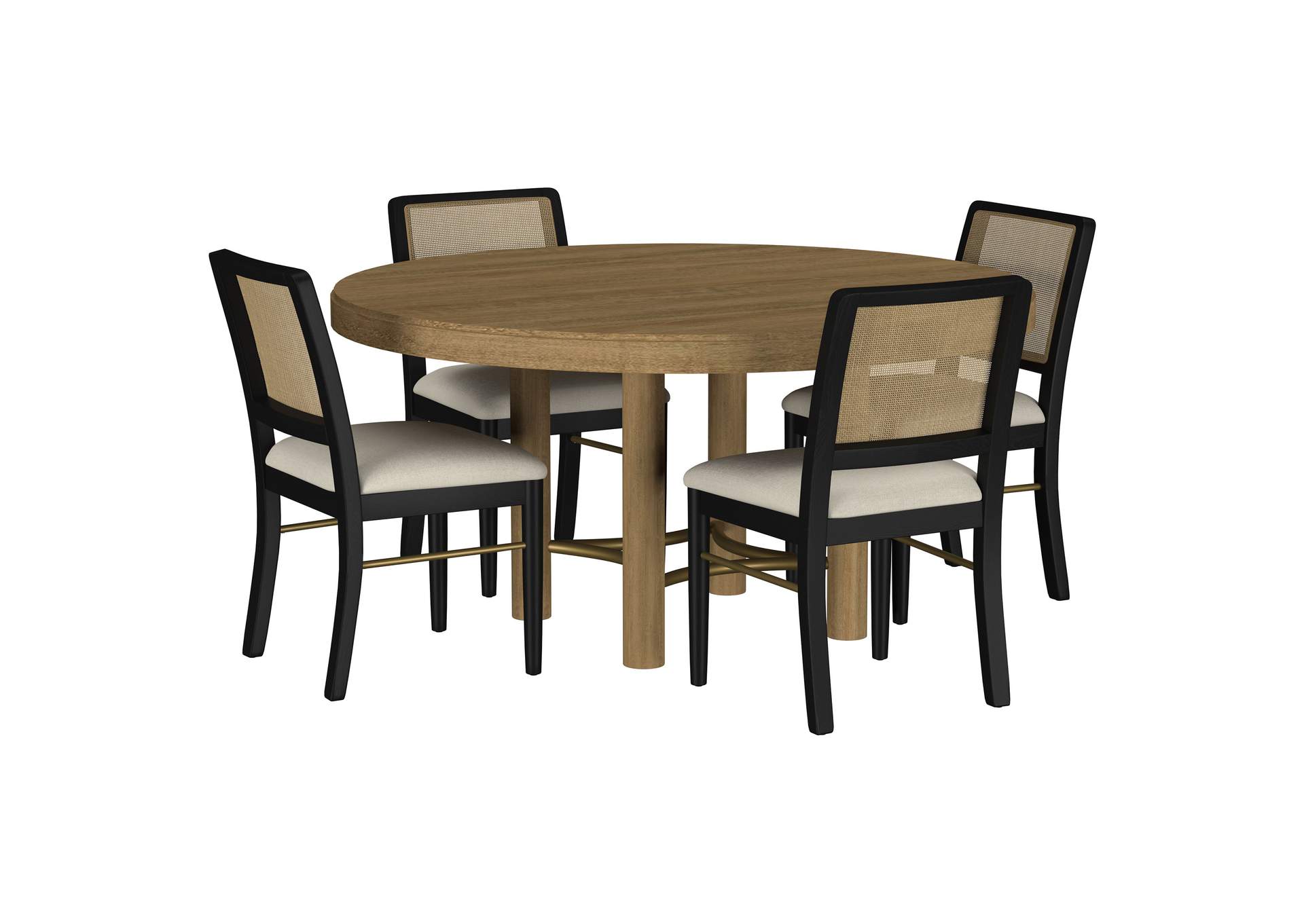 Arini 5-piece Round Dining Table Set Sand Wash and Black image 3