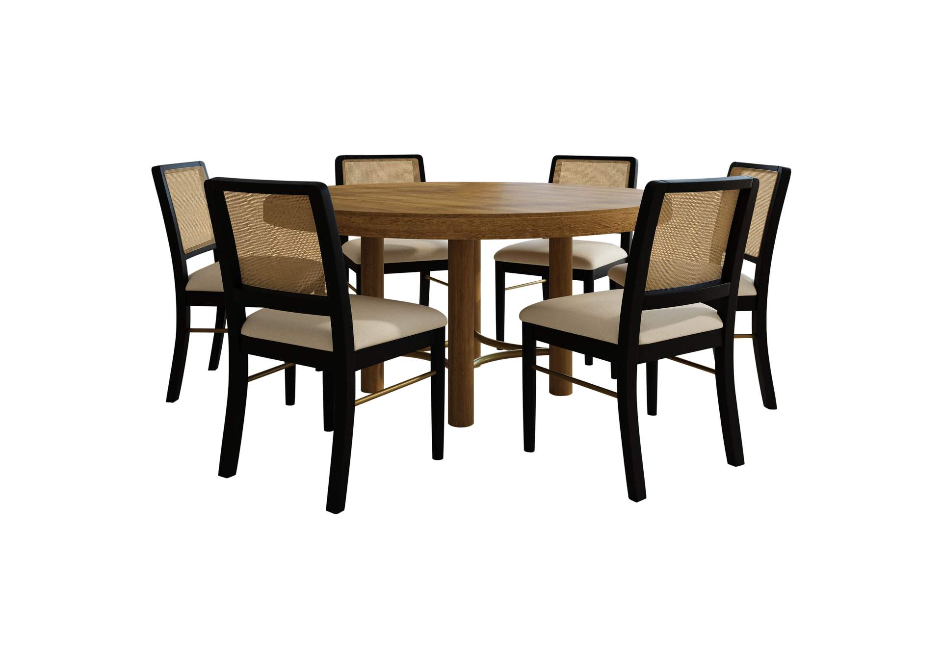 Arini 7-piece Round Dining Table Set Sand Wash and Black image 5