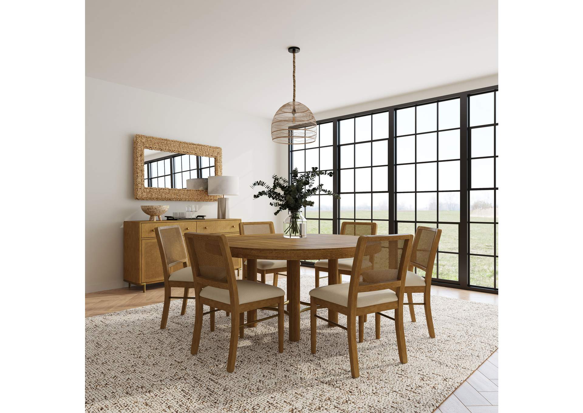 Arini 7-piece Round Dining Room Table Set Sand Wash image 1