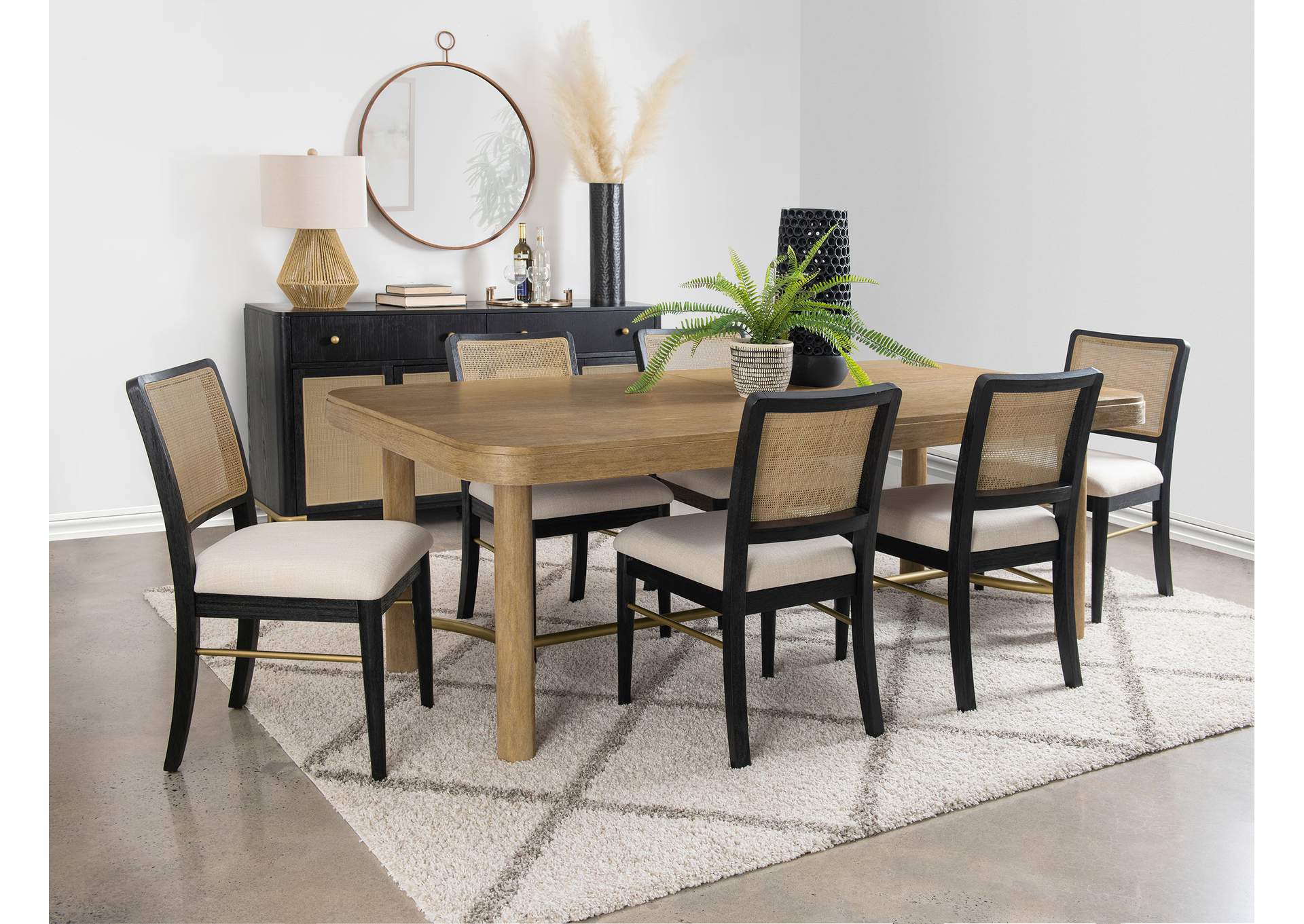 Arini 7-piece Extension Leaf Dining Table Set Black