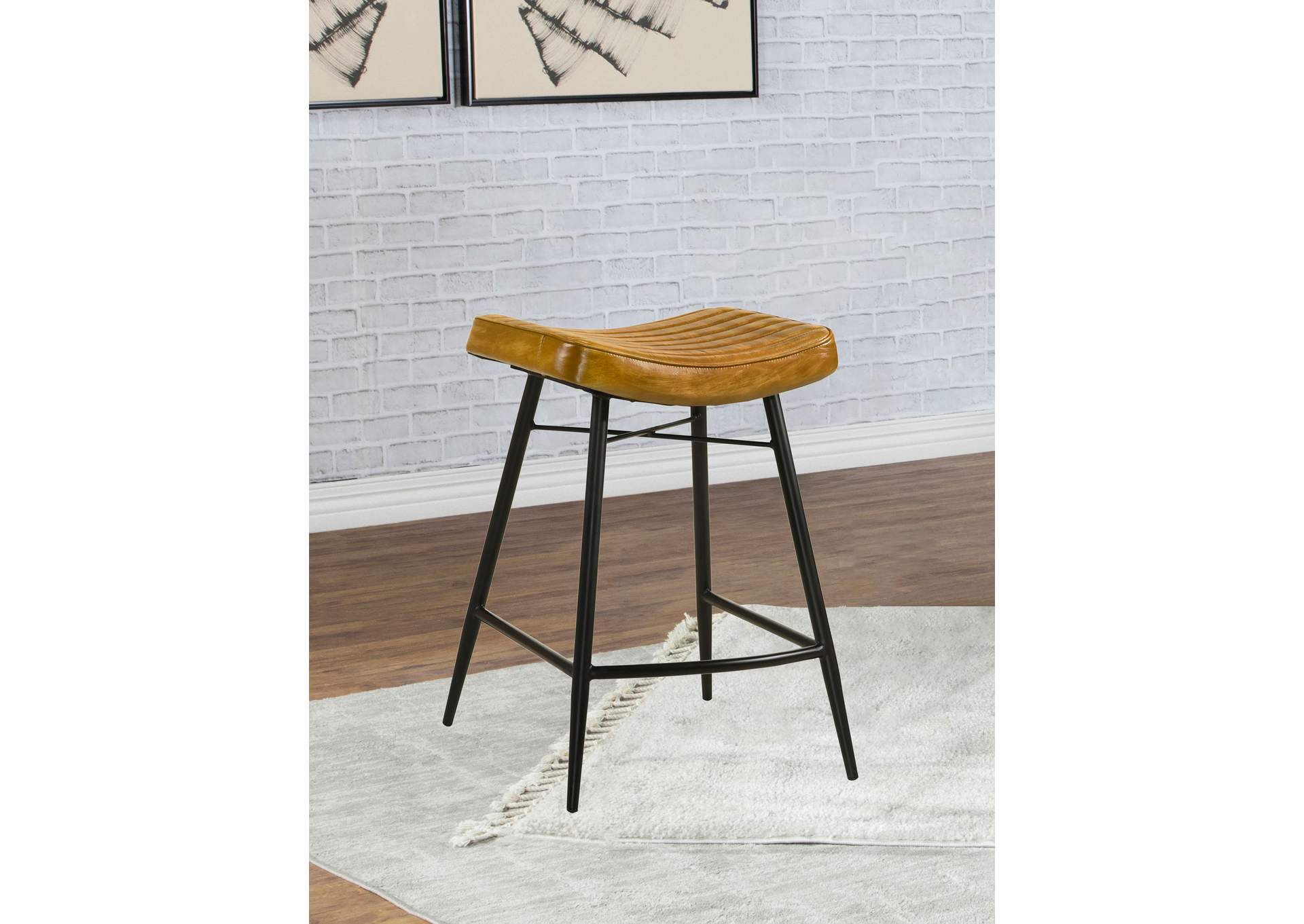 Bayu Leather Upholstered Counter Stool Camel (Set of 2) image 3
