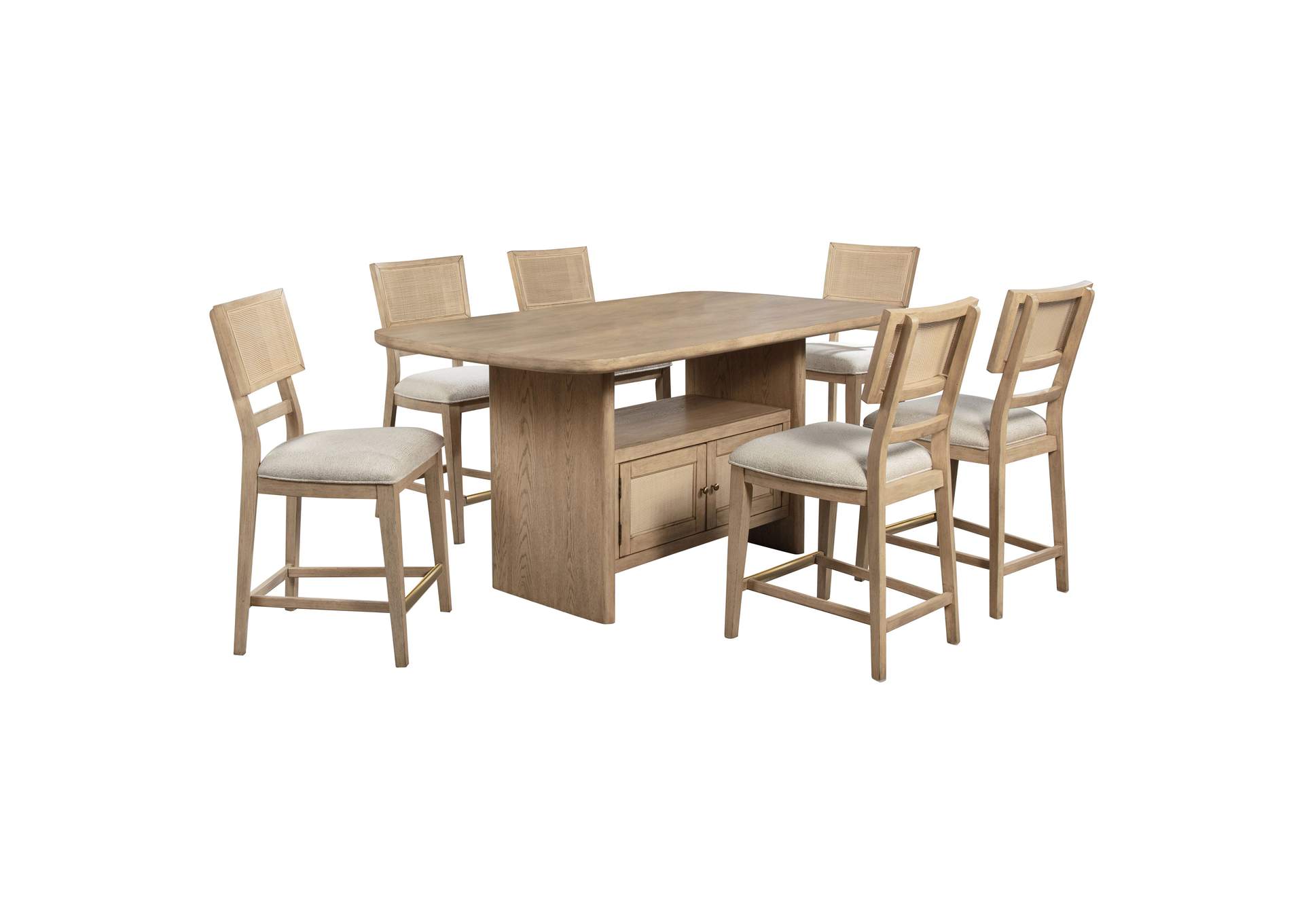 Kailani 7-piece Wood Counter Height Dining Set Beige Oak image 3