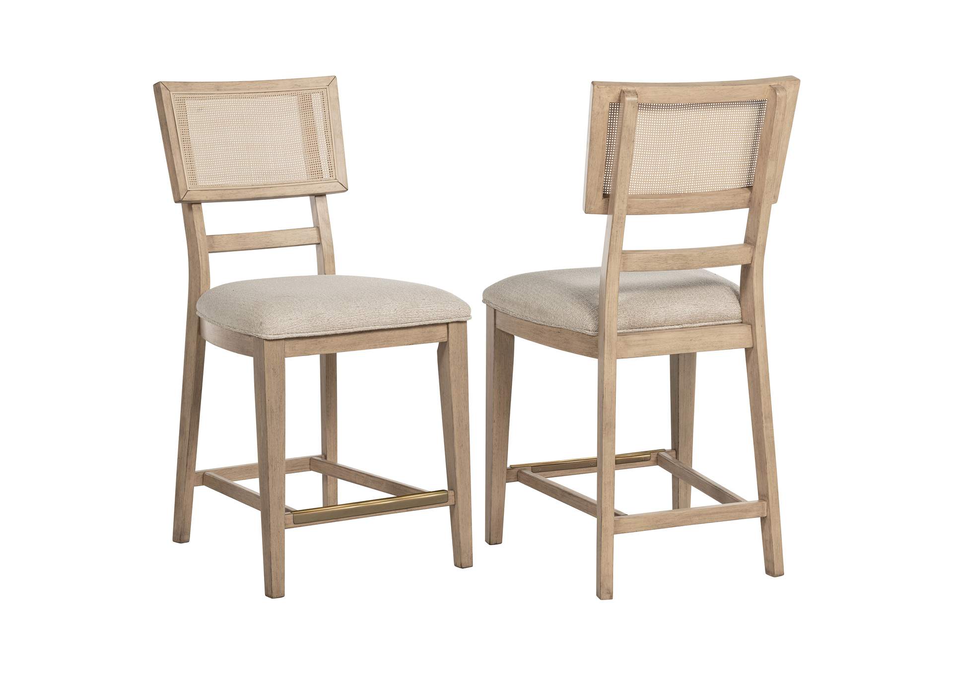 Kailani Rattan Cane Counter Side Chair Beige Oak (Set of 2)
