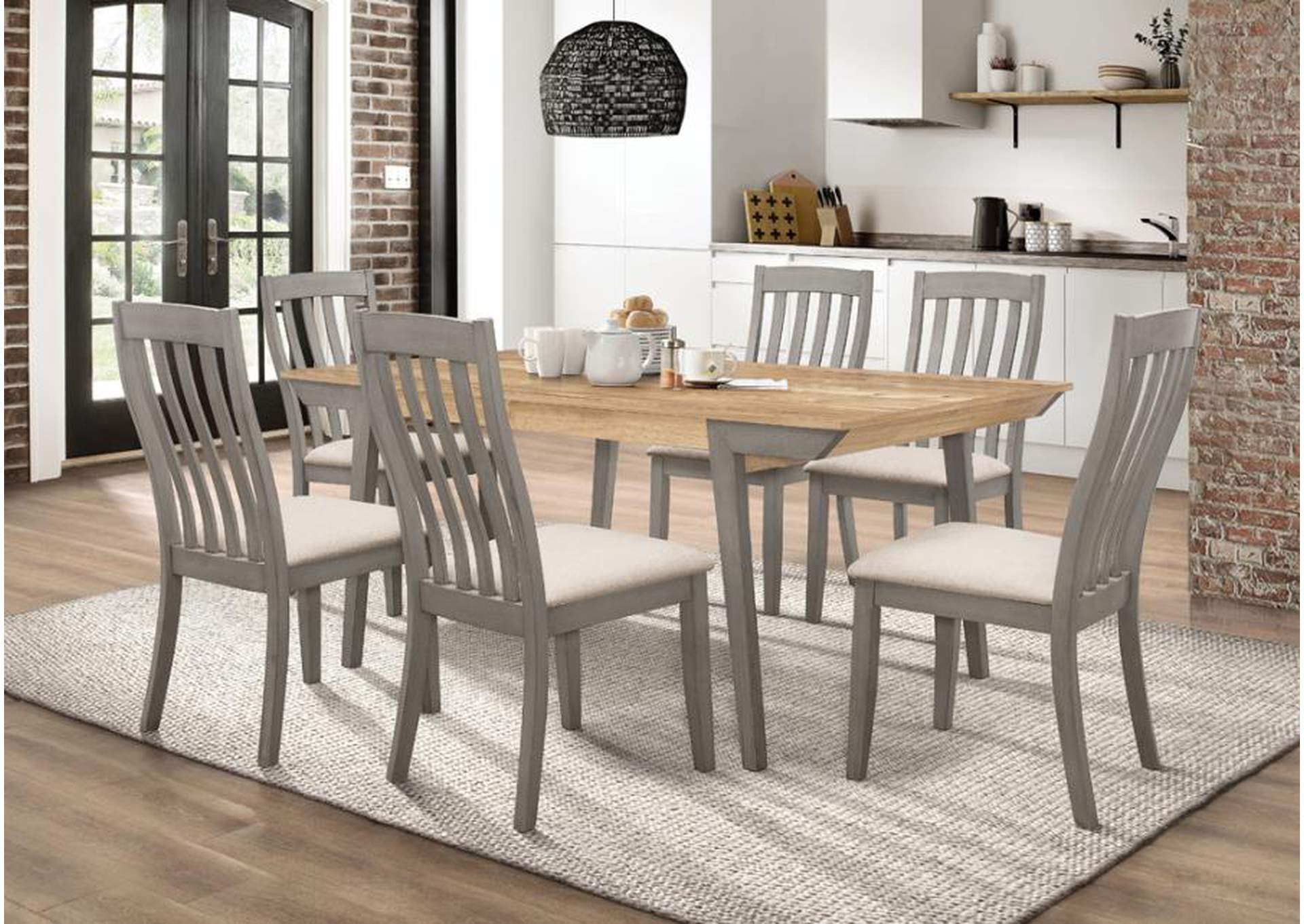 Nogales 5-piece Rectangle Dining Set Acacia and Coastal Grey image 1