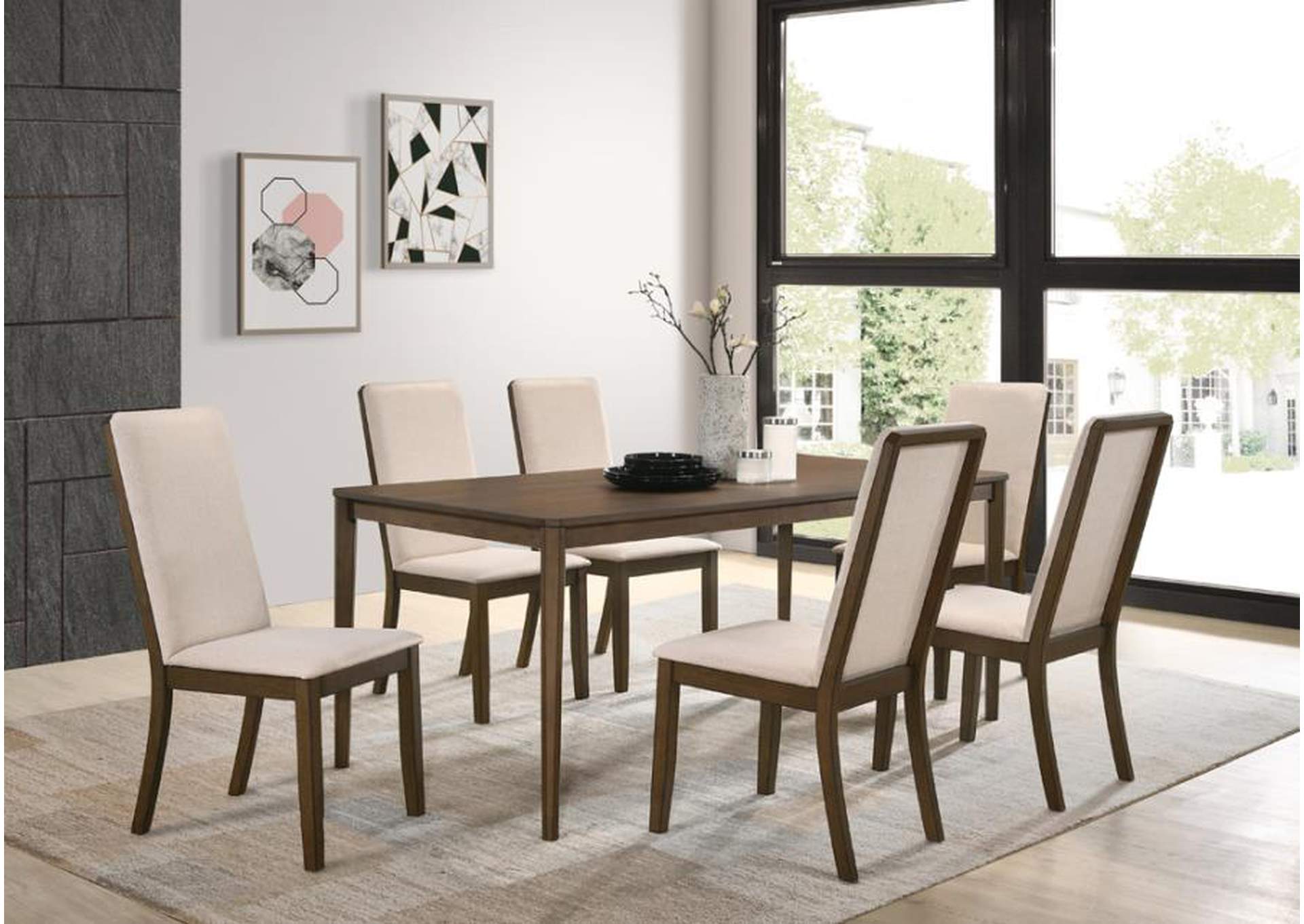 Wethersfield 7-piece Dining Set Medium Walnut and Latte image 1