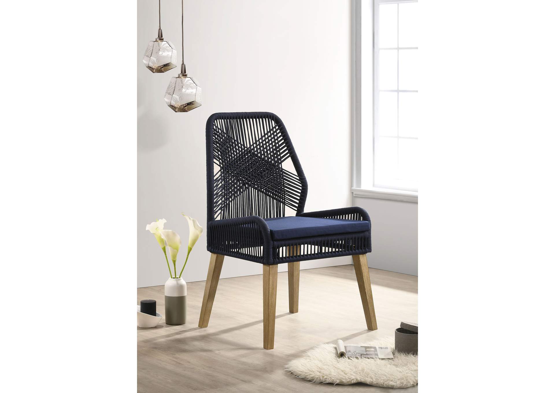 Nakia Woven Rope Dining Chairs Dark Navy (Set of 2)