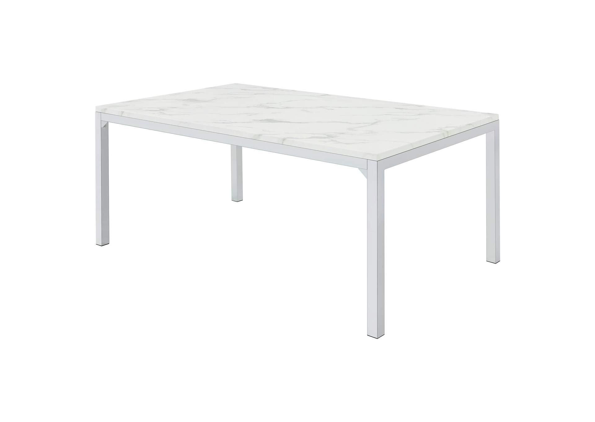 Athena Rectangle Dining Table with Marble Top Chrome