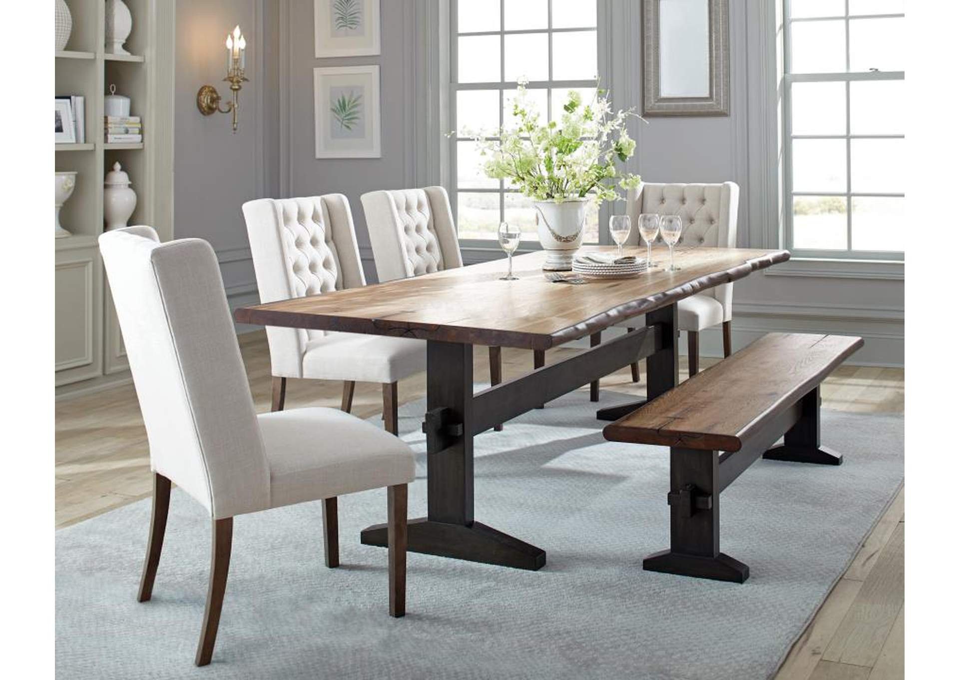 Bexley Rectangular Live Edge Dining Set Natural Honey and Espresso image 1