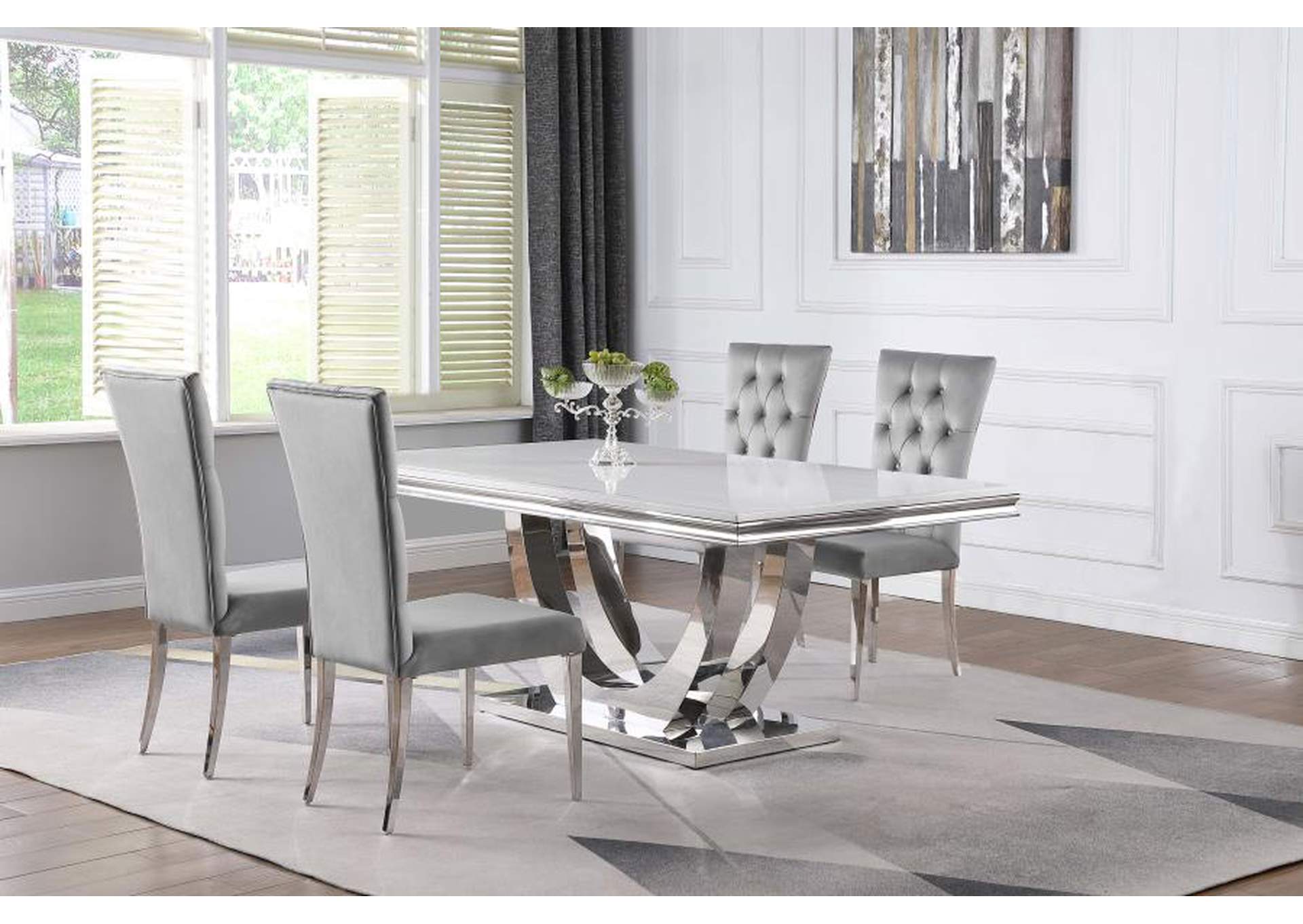Kerwin 5piece Dining Room Set Grey and Chrome