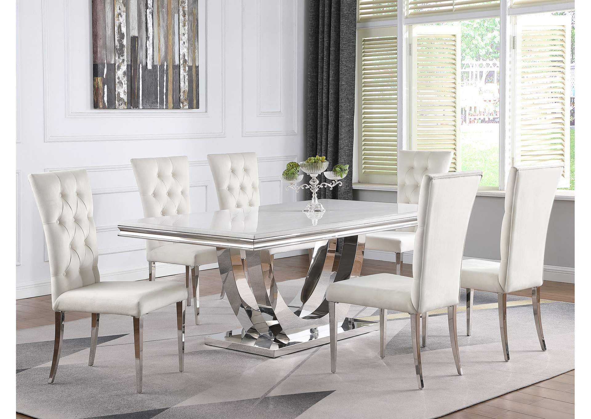 Kerwin Velvet Upholstered Dining Side Chair White (Set of 2)
