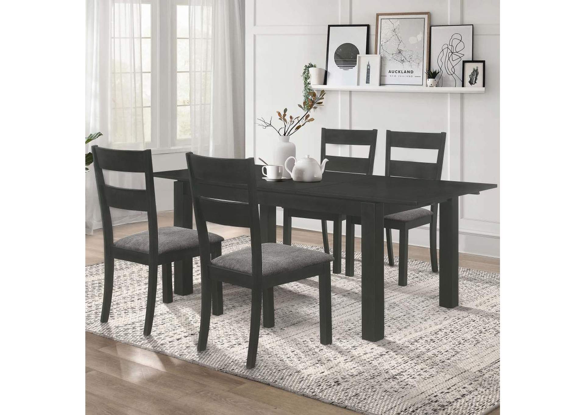 Jakob 5-piece Rectangular Dining Set Grey and Black image 1