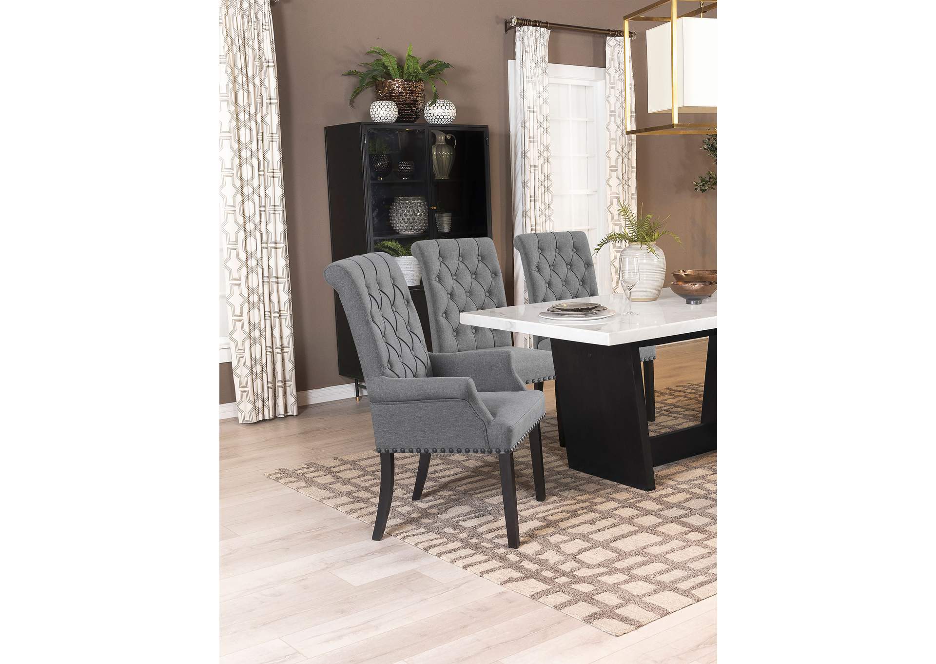 Alana Fabric Upholstered Dining Arm Chair Grey