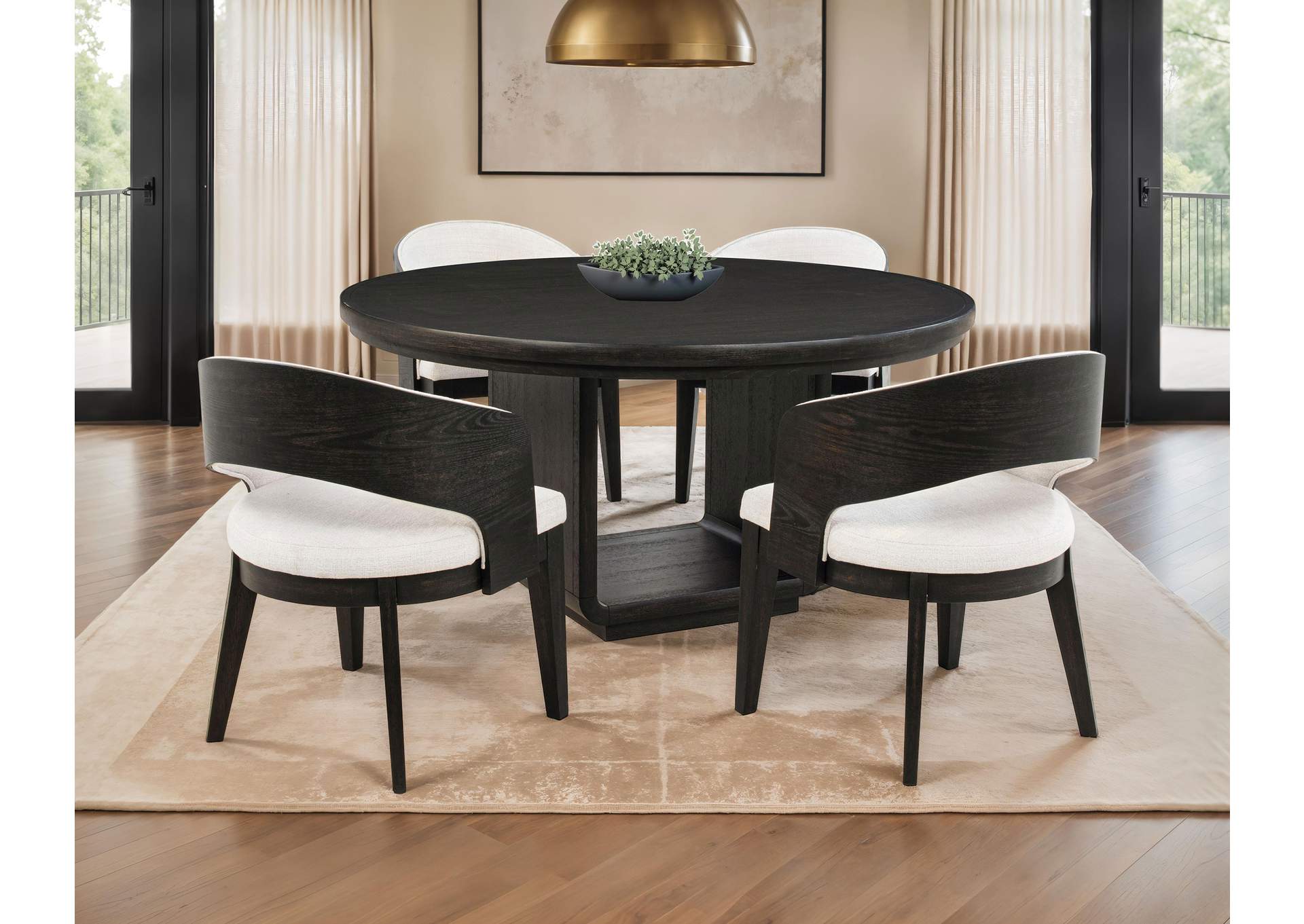 Leandro 5-piece Round Dining Table Set Burnished Black image 1