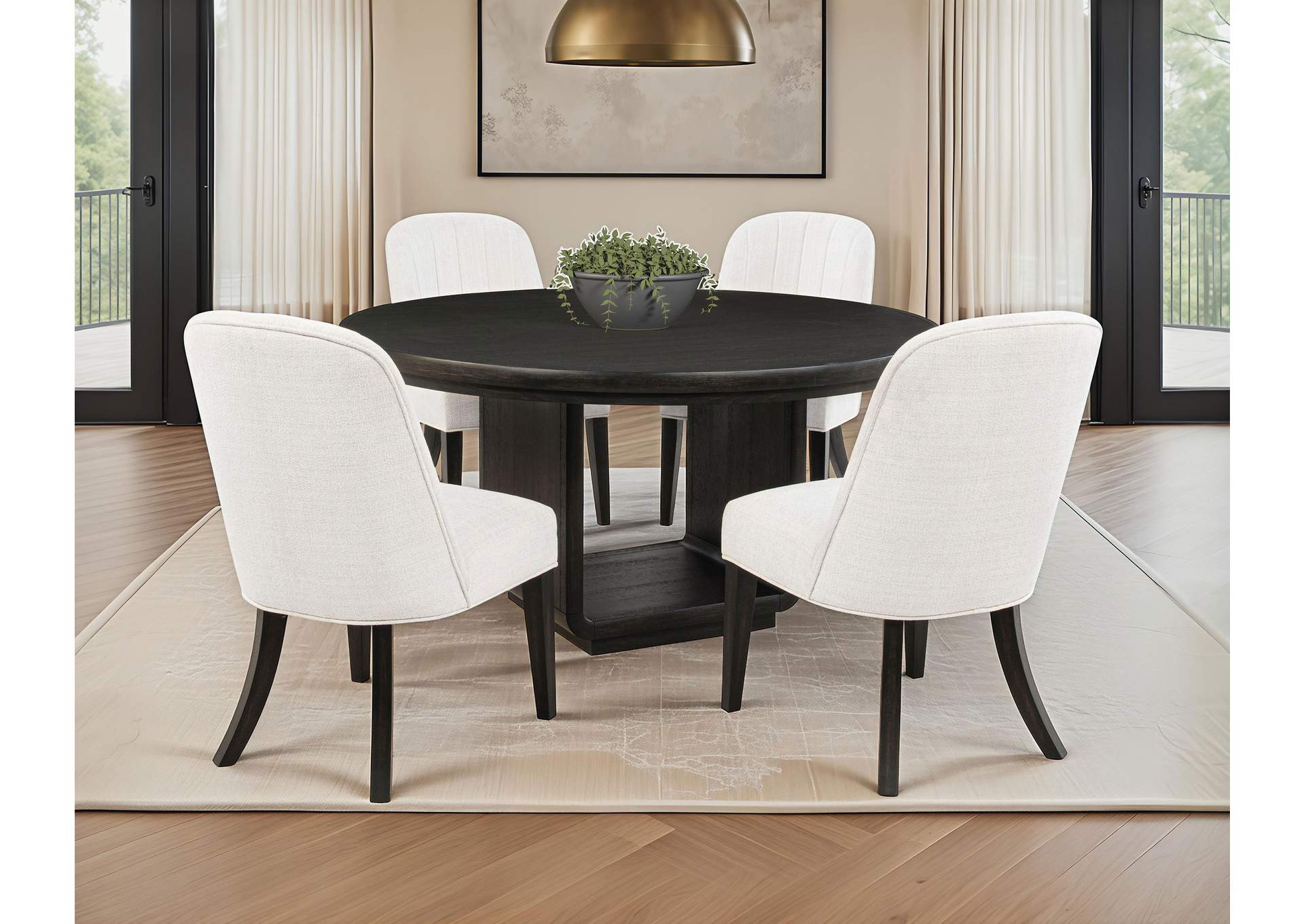 Leandro 5-piece Round Dining Table Set Burnished Black image 1