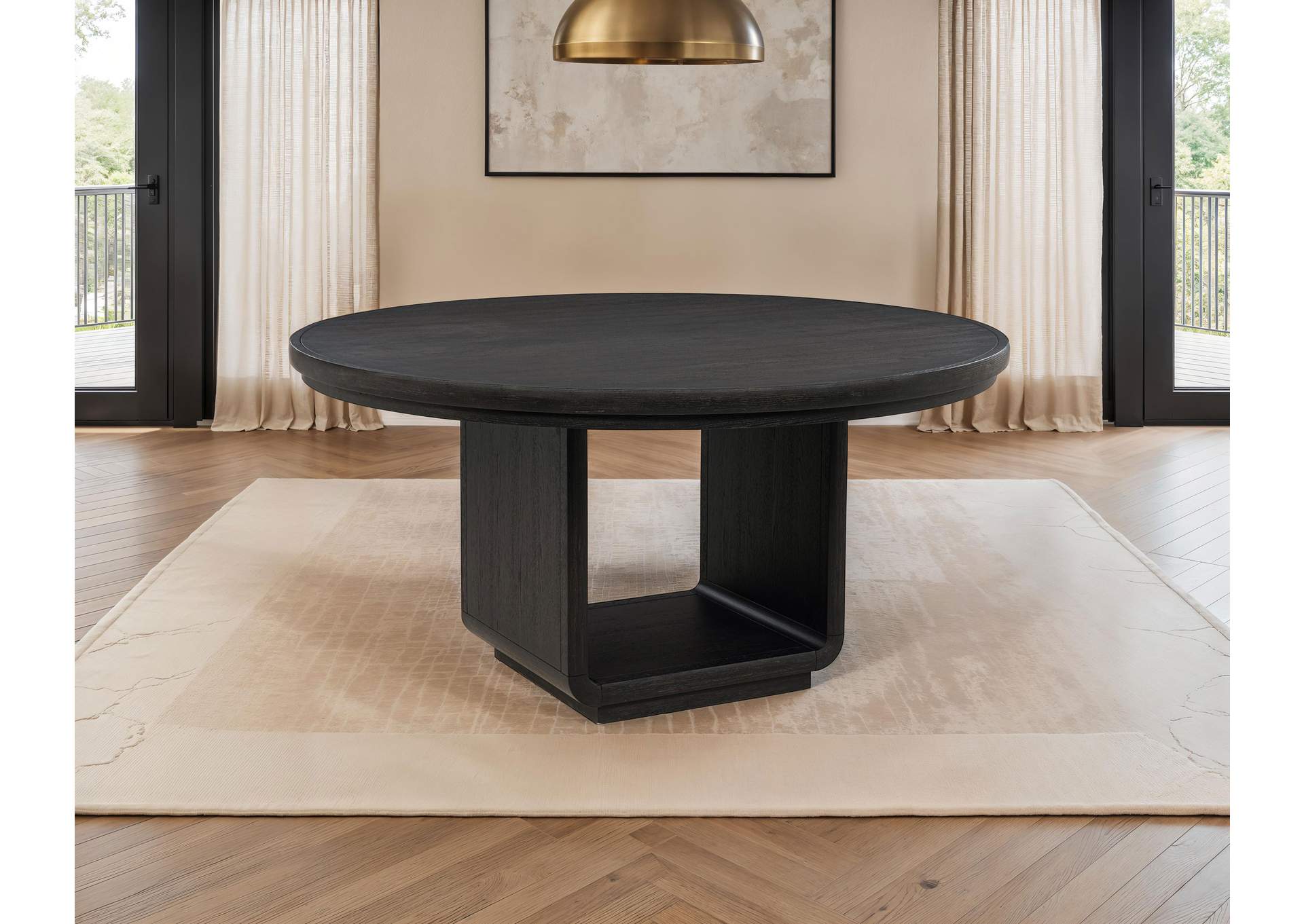 Leandro 60-inch Round Dining Table Burnished Black image 3