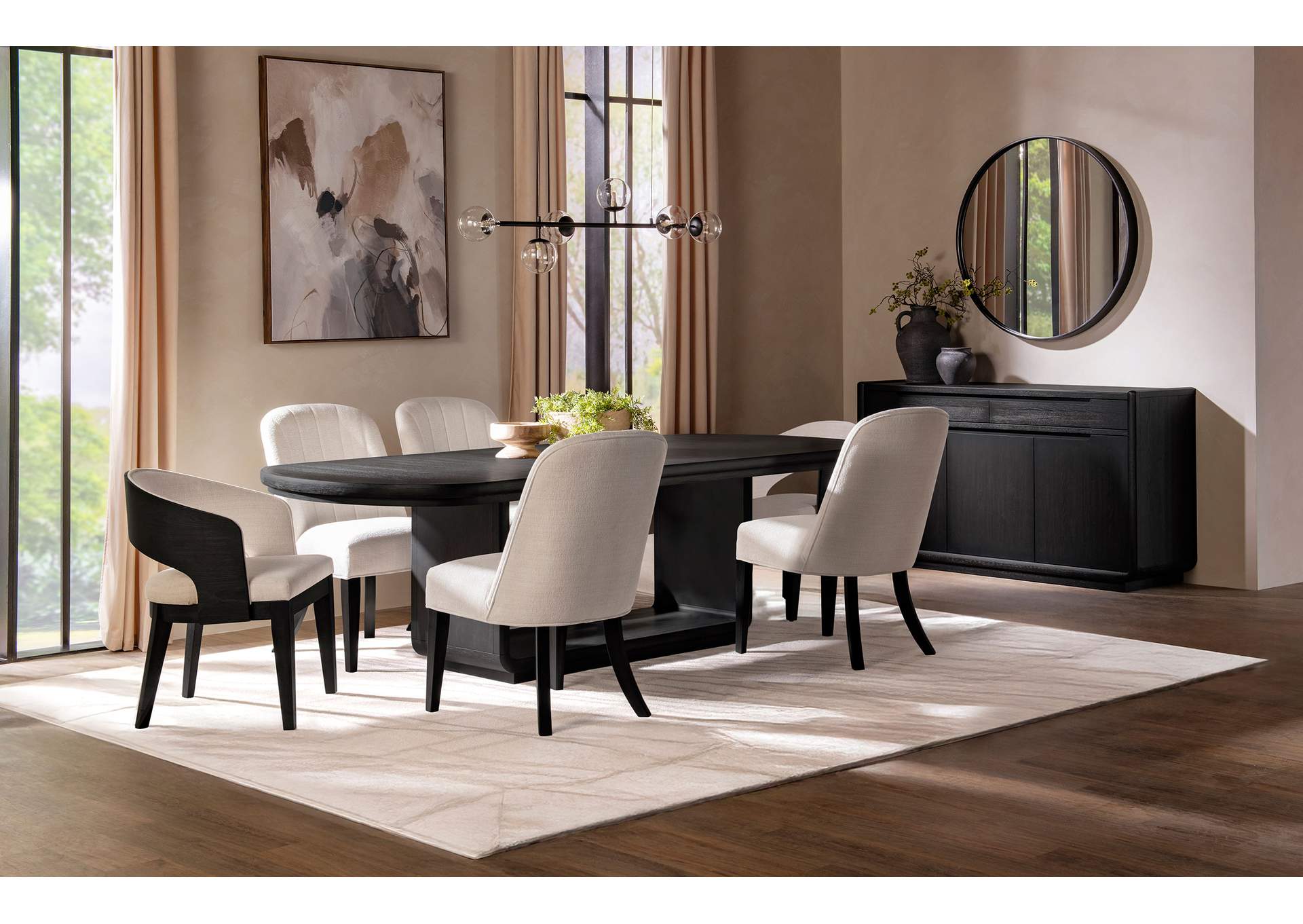 Leandro 7-piece Rectangular Dining Table Set Burnished Black image 1