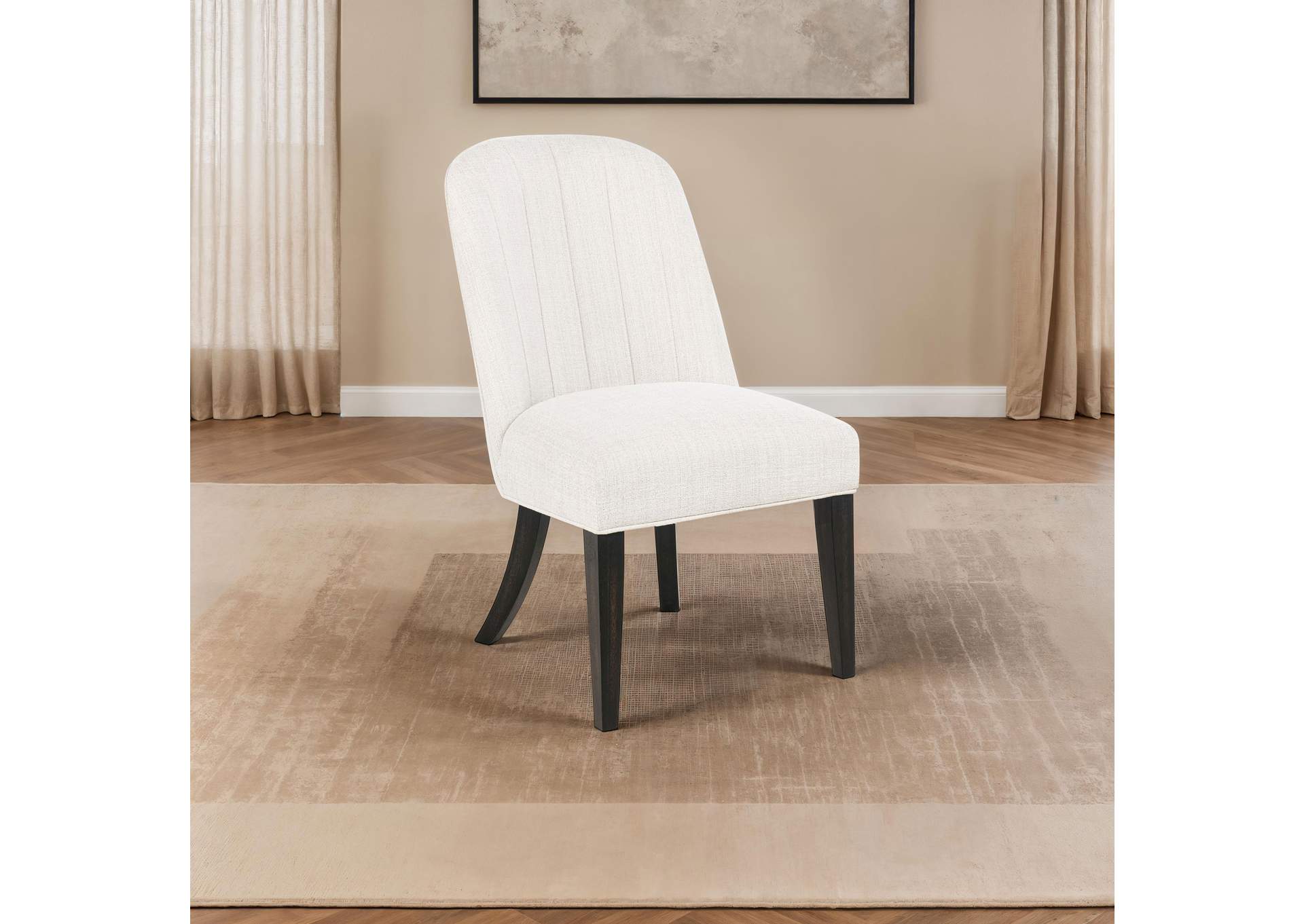 Leandro Upholstered Dining Side Chair Cream (Set of 2) image 4