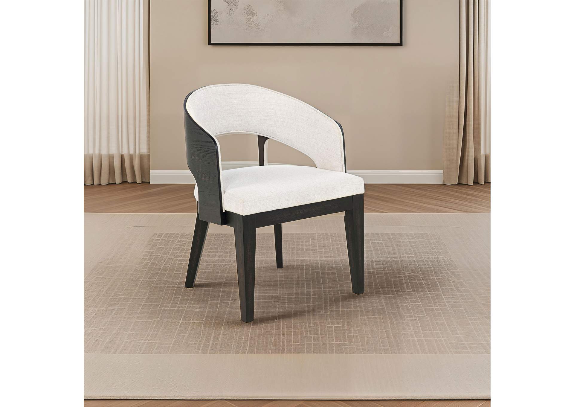 Leandro Upholstered Dining Arm Chair Cream (Set of 2) image 4