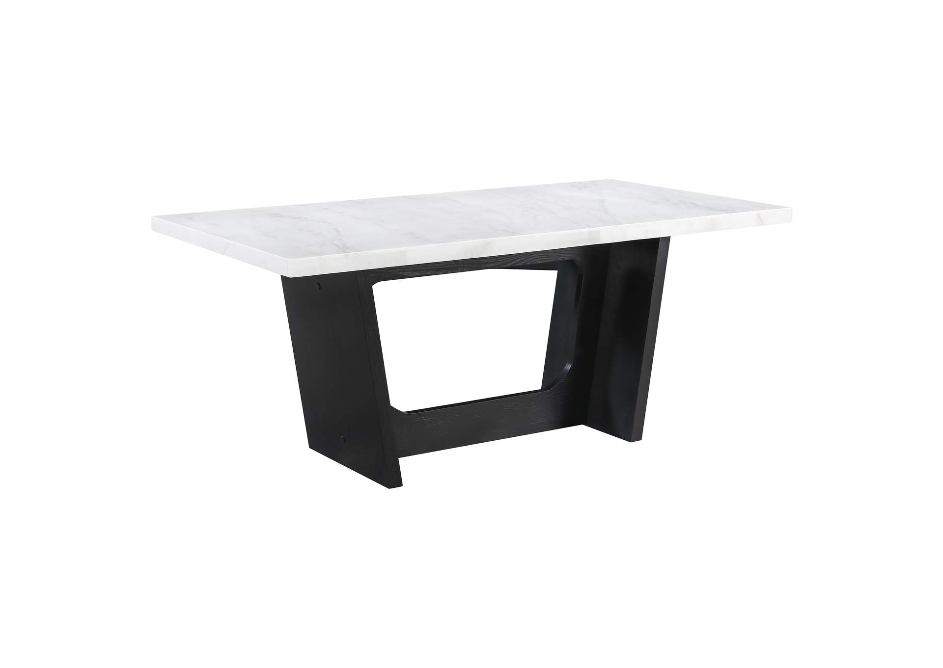 Sherry 7-piece Rectangular Marble Top Dining Table Set Sand