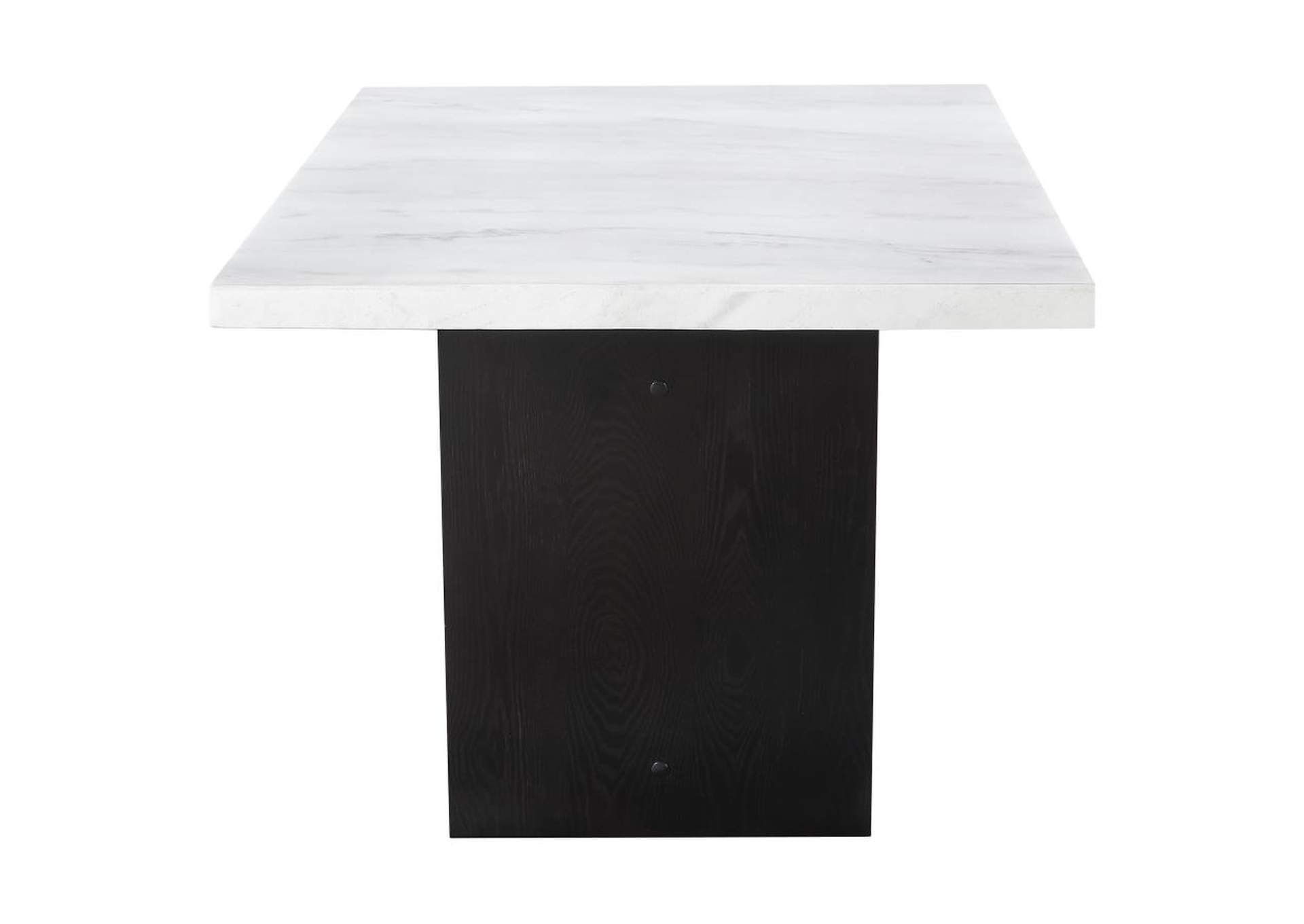 Osborne Trestle Base Marble Top Dining Table Espresso and White
