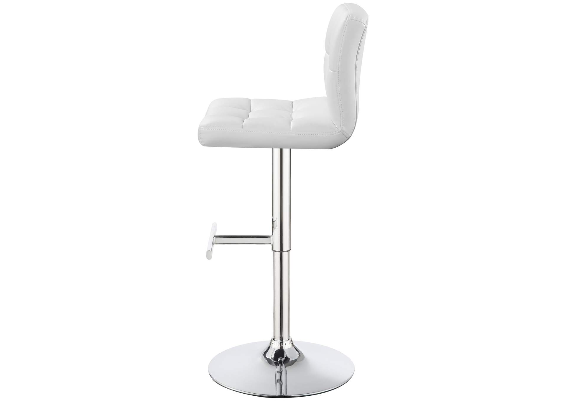 Lenny Upholstered Adjustable Bar Stool White (Set of 2)