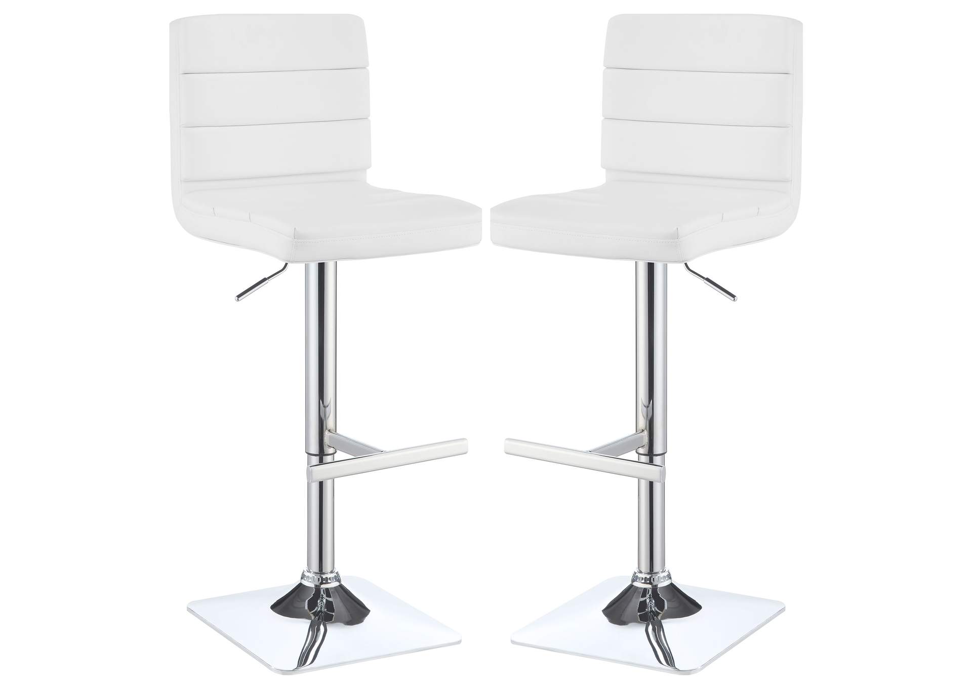 Bianca Upholstered Adjustable Bar Stool White (Set of 2)