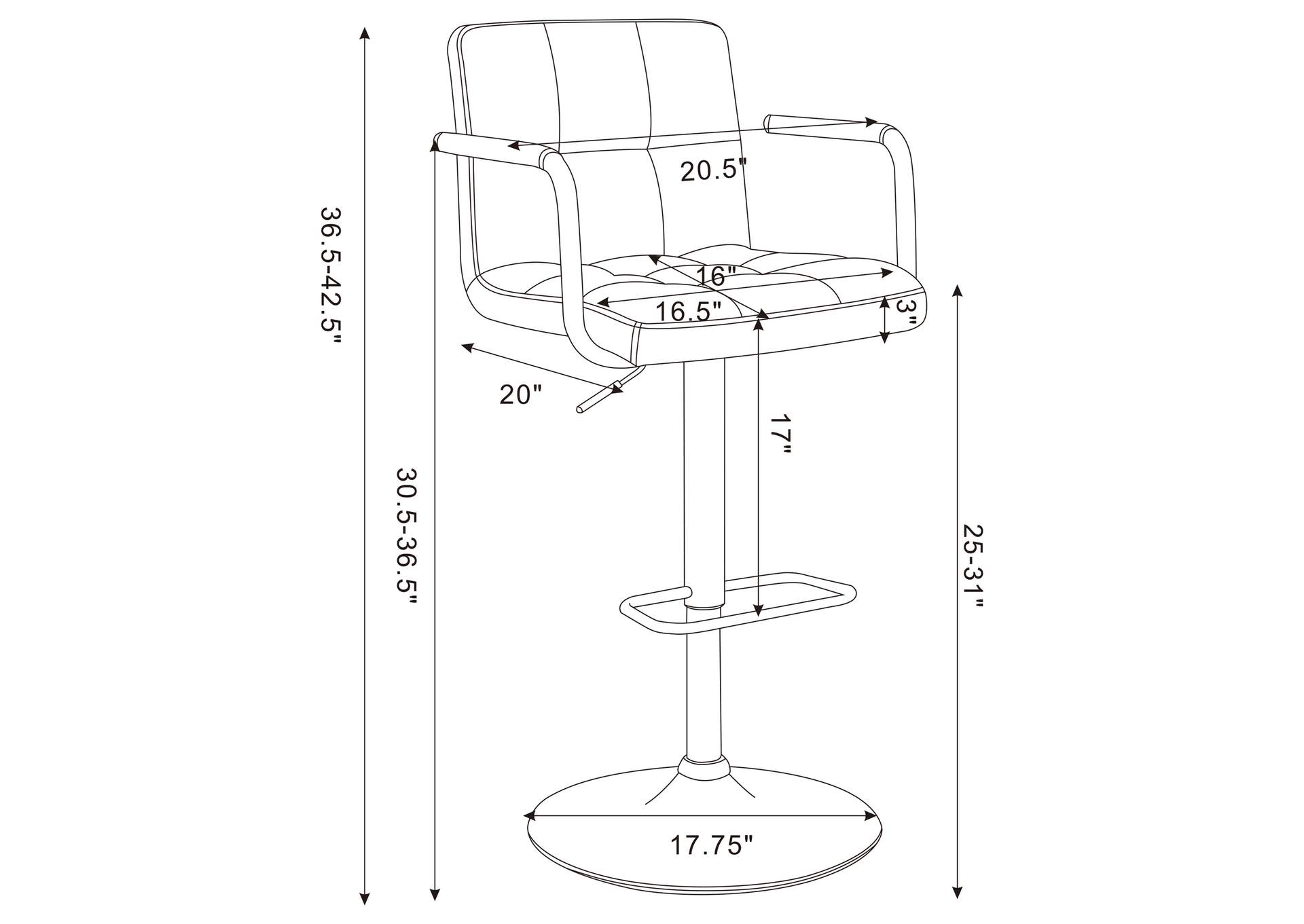 Palomar Adjustable Height Bar Stool Grey and Chrome