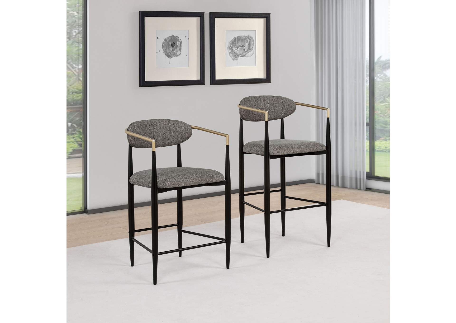 Tina Fabric Upholstered Counter Chair Dark Grey (Set of 2) image 15
