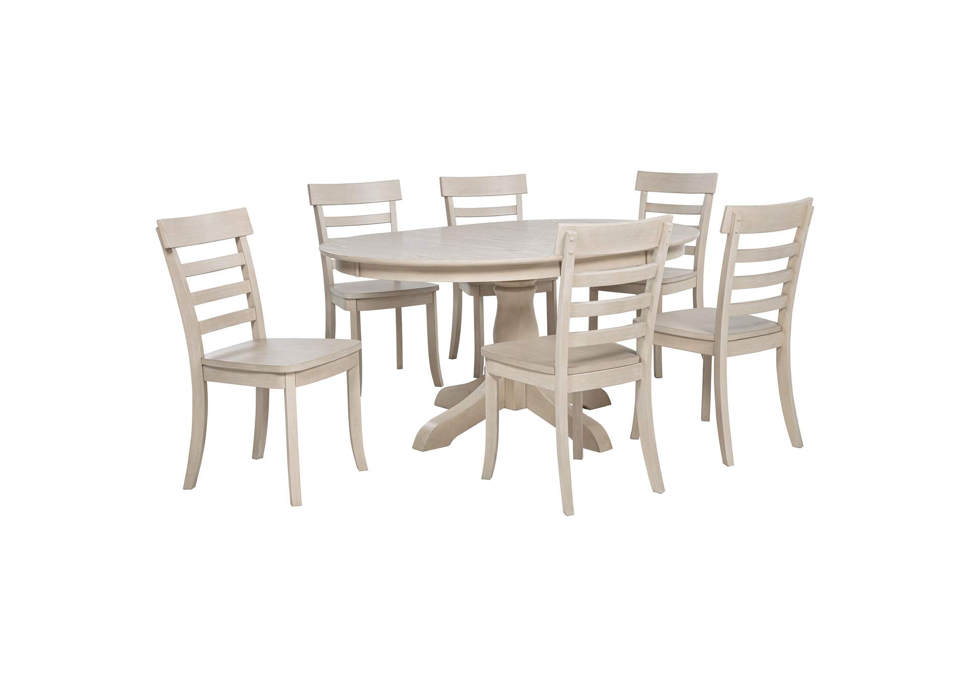 Orrison 7-piece Oval 62-inch Extension Leaf Dining Set Linen image 1