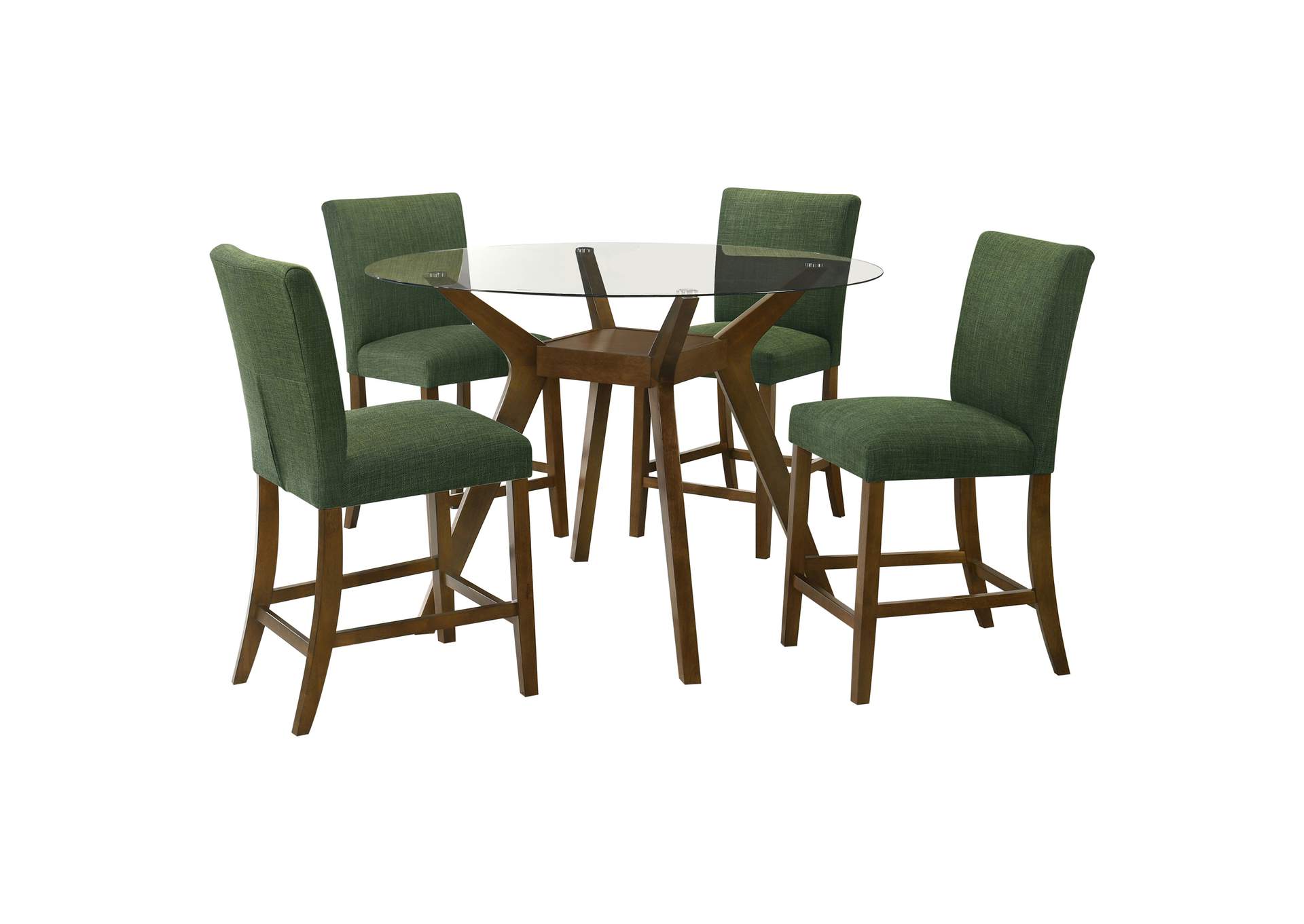 Paxton 5-piece Round Glass Top Counter Height Dining Set Green image 3