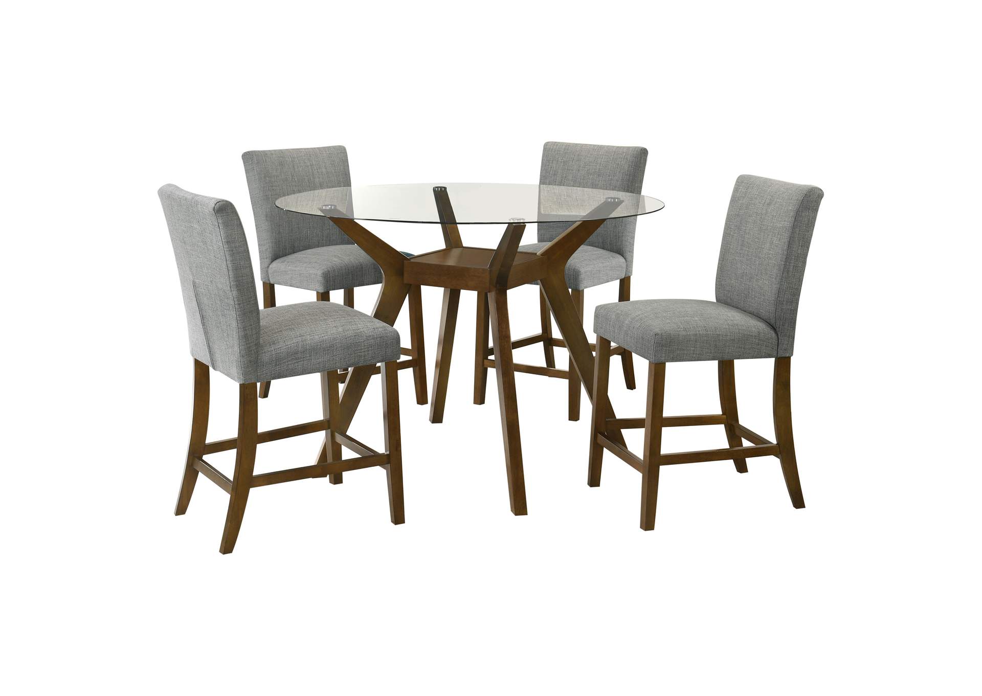 Paxton 5-piece Round Glass Top Counter Height Dining Set Grey image 3