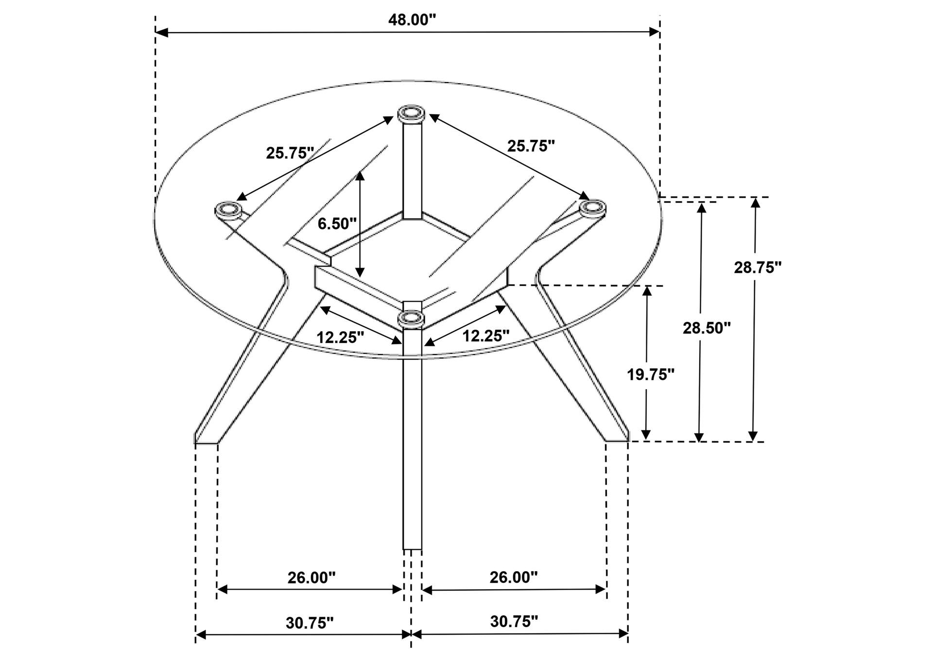Paxton Round 48-inch Glass Top Wood Dining Table Brown image 7