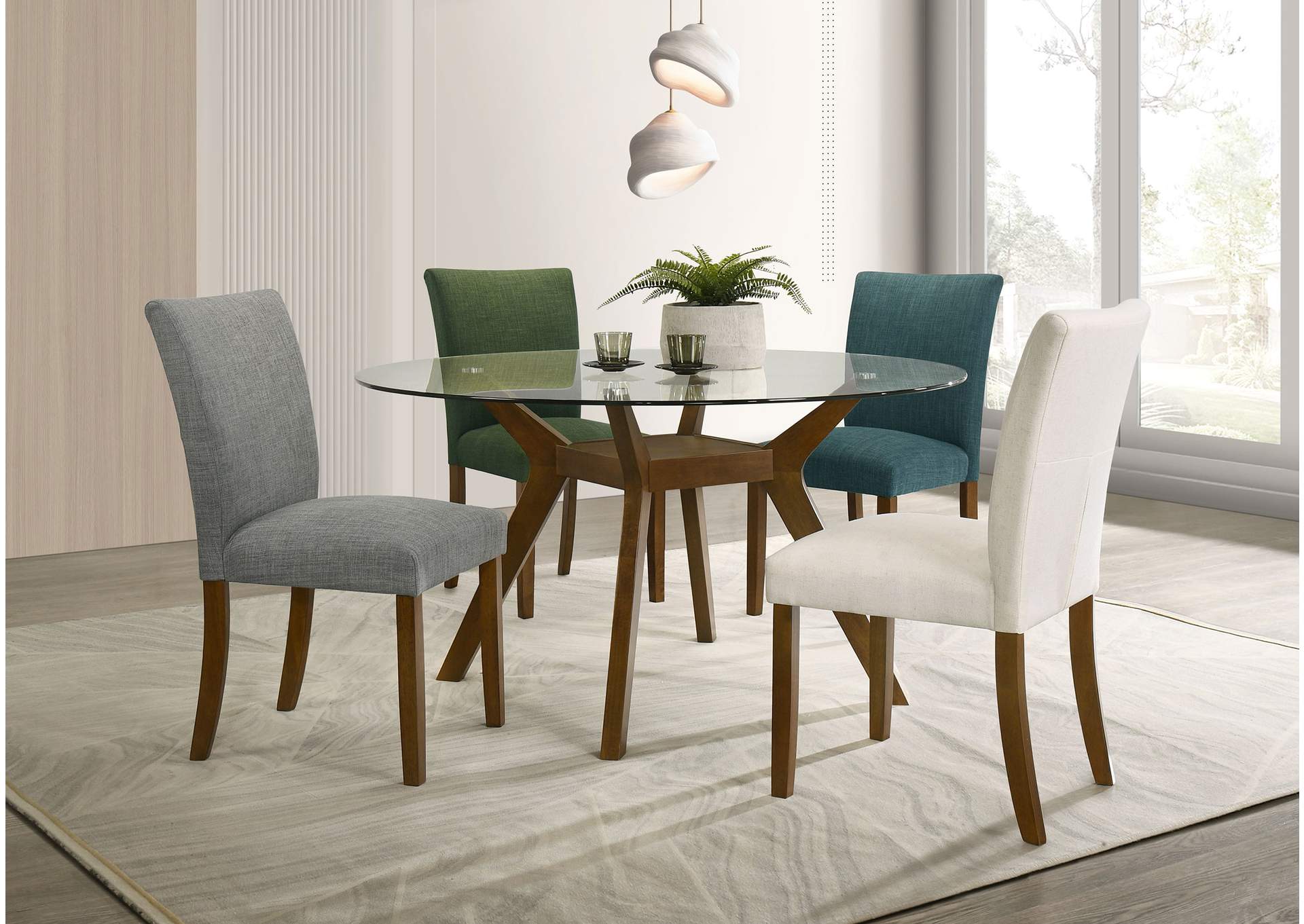 Paxton Round 48-inch Glass Top Wood Dining Table Brown image 8