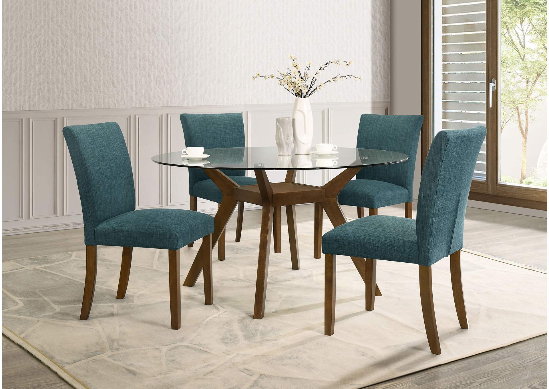 Paxton Round 48-inch Glass Top Wood Dining Table Brown image 9