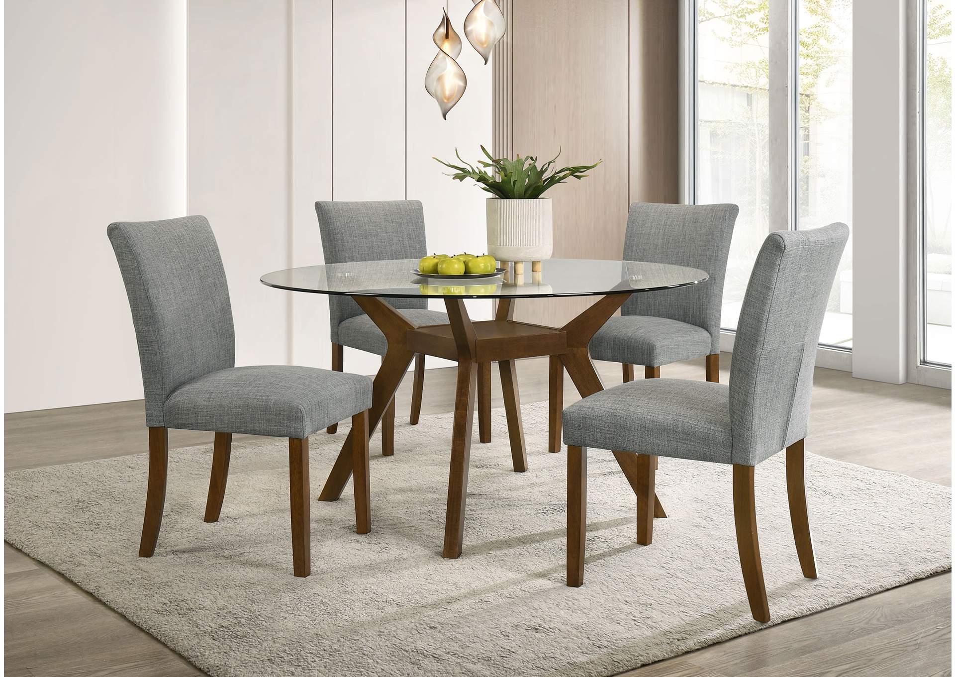 Paxton Round 48-inch Glass Top Wood Dining Table Brown image 11