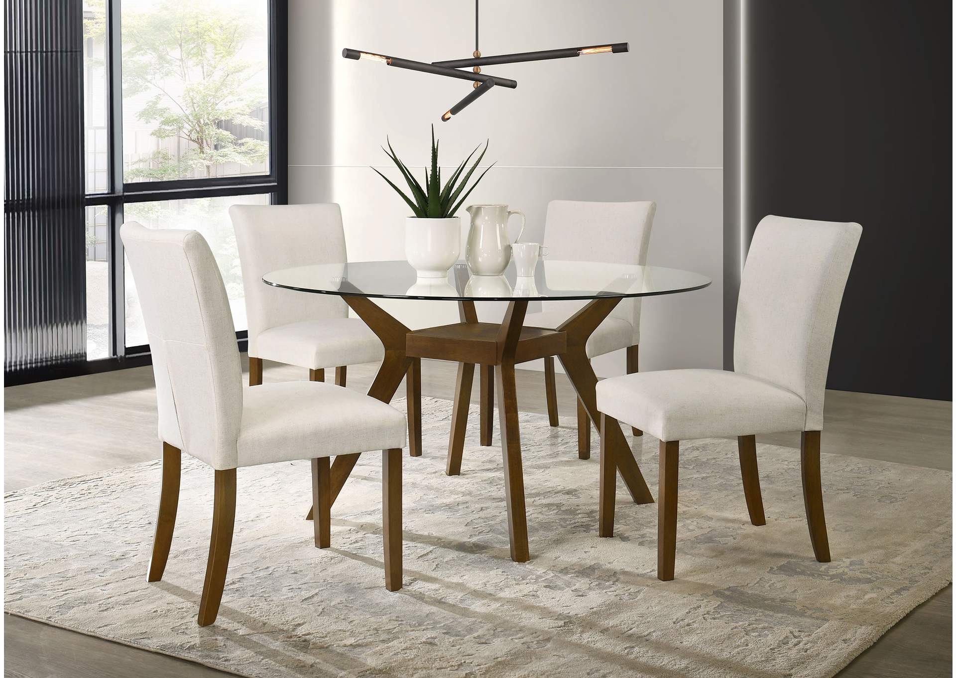 Paxton Round 48-inch Glass Top Wood Dining Table Brown image 12