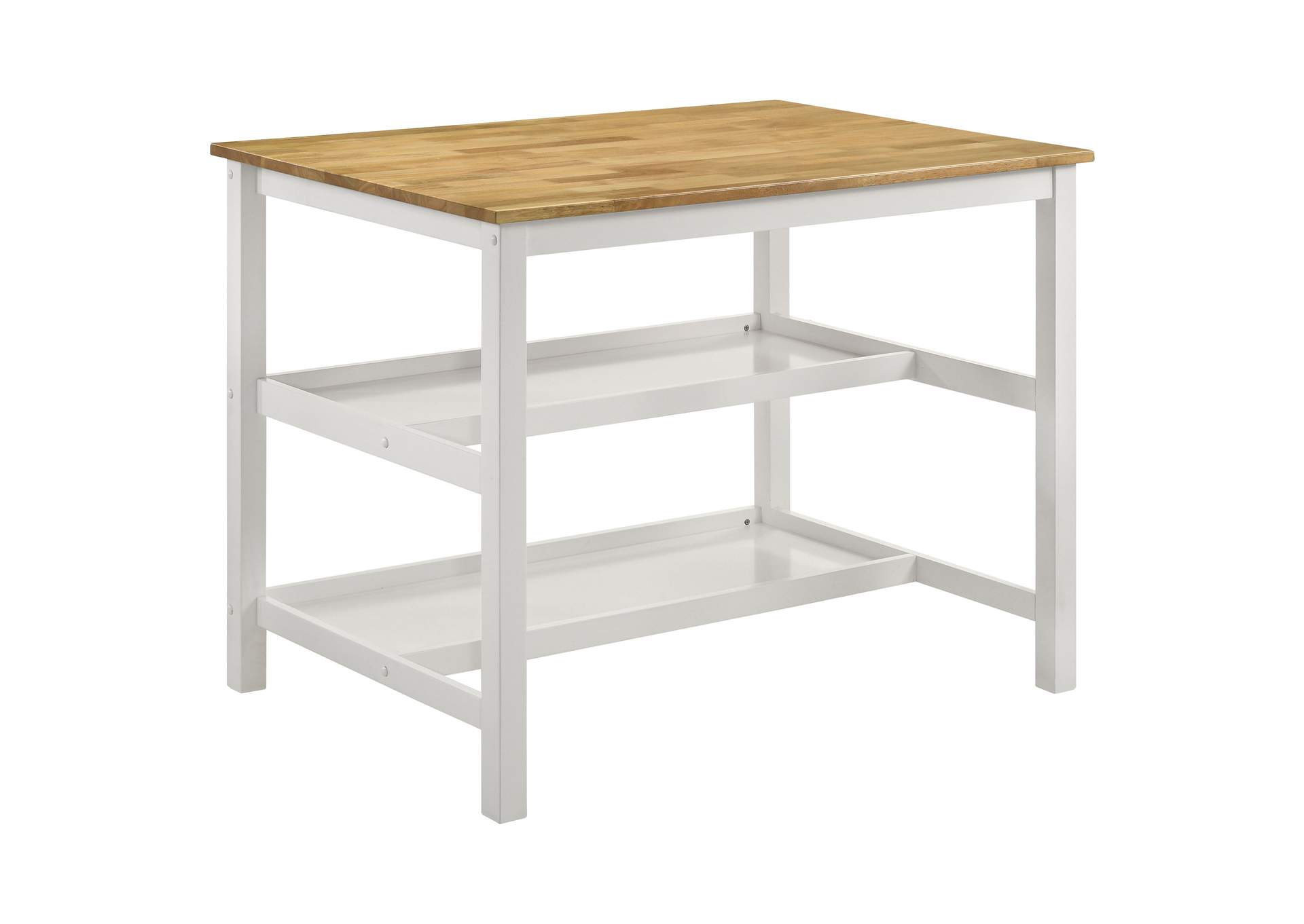 Hollis Kitchen Island Counter Height Table Brown and White