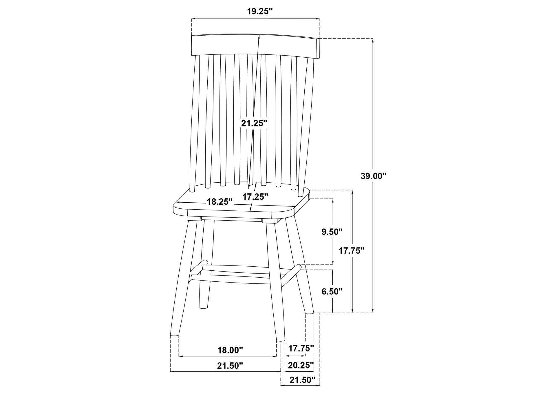 Andrews Windsor Spindle Back Dining Side Chair White (Set of 2) image 14