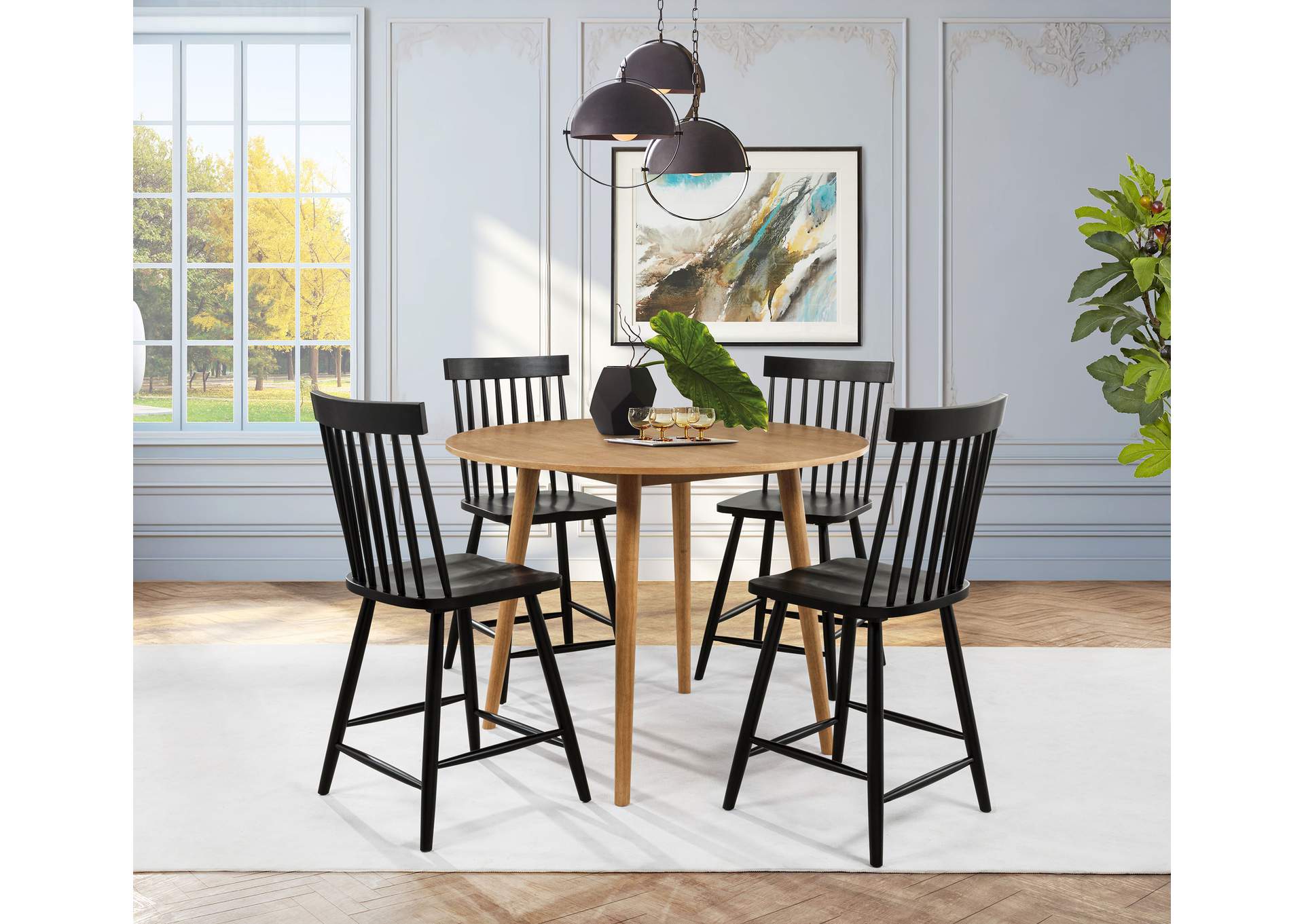 Andrews Windsor Counter Height Dining Side Chair Black (Set of 2) image 13